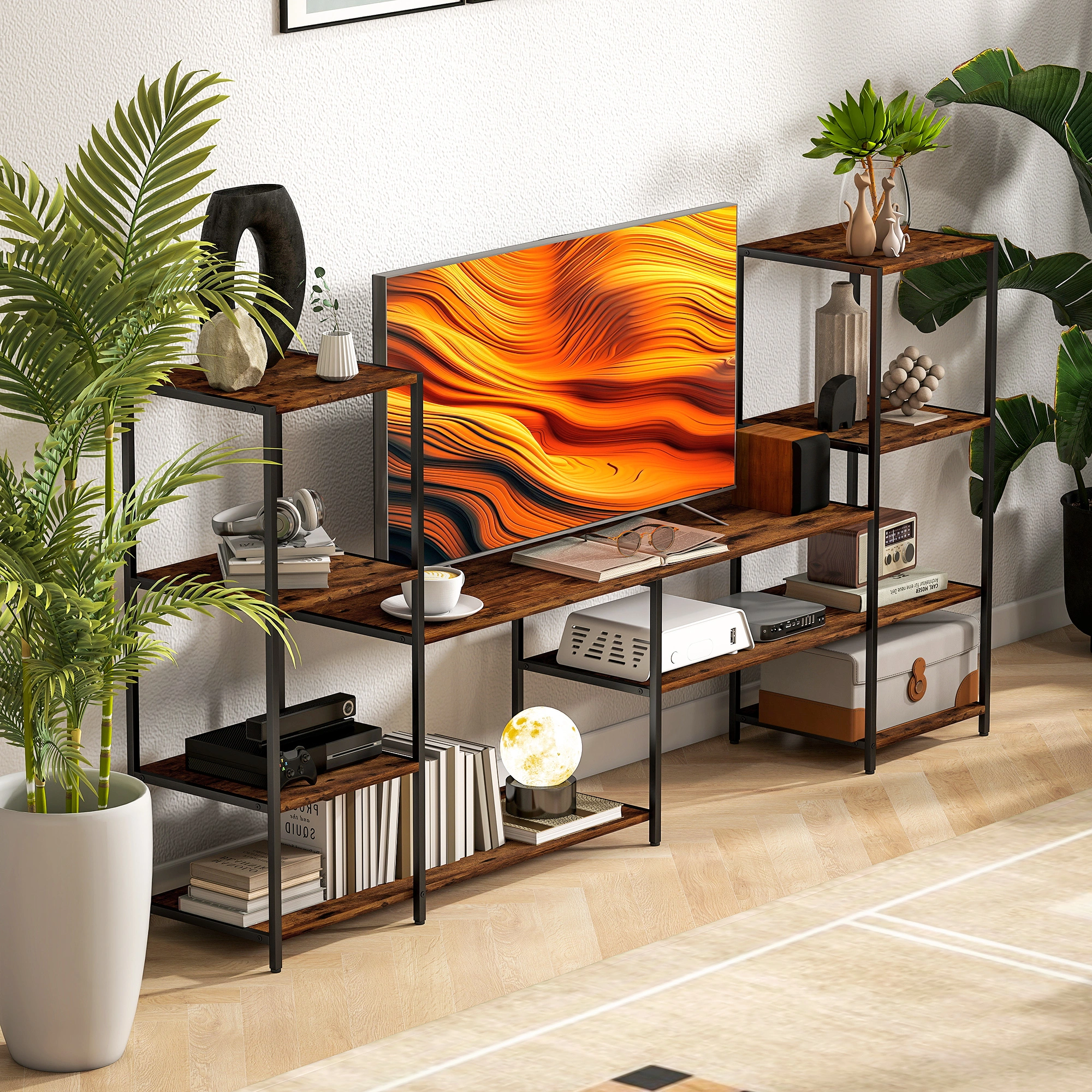Modern TV Stand Cabinet 55 inch Entertainment Center Storage Console for Living Room view 4