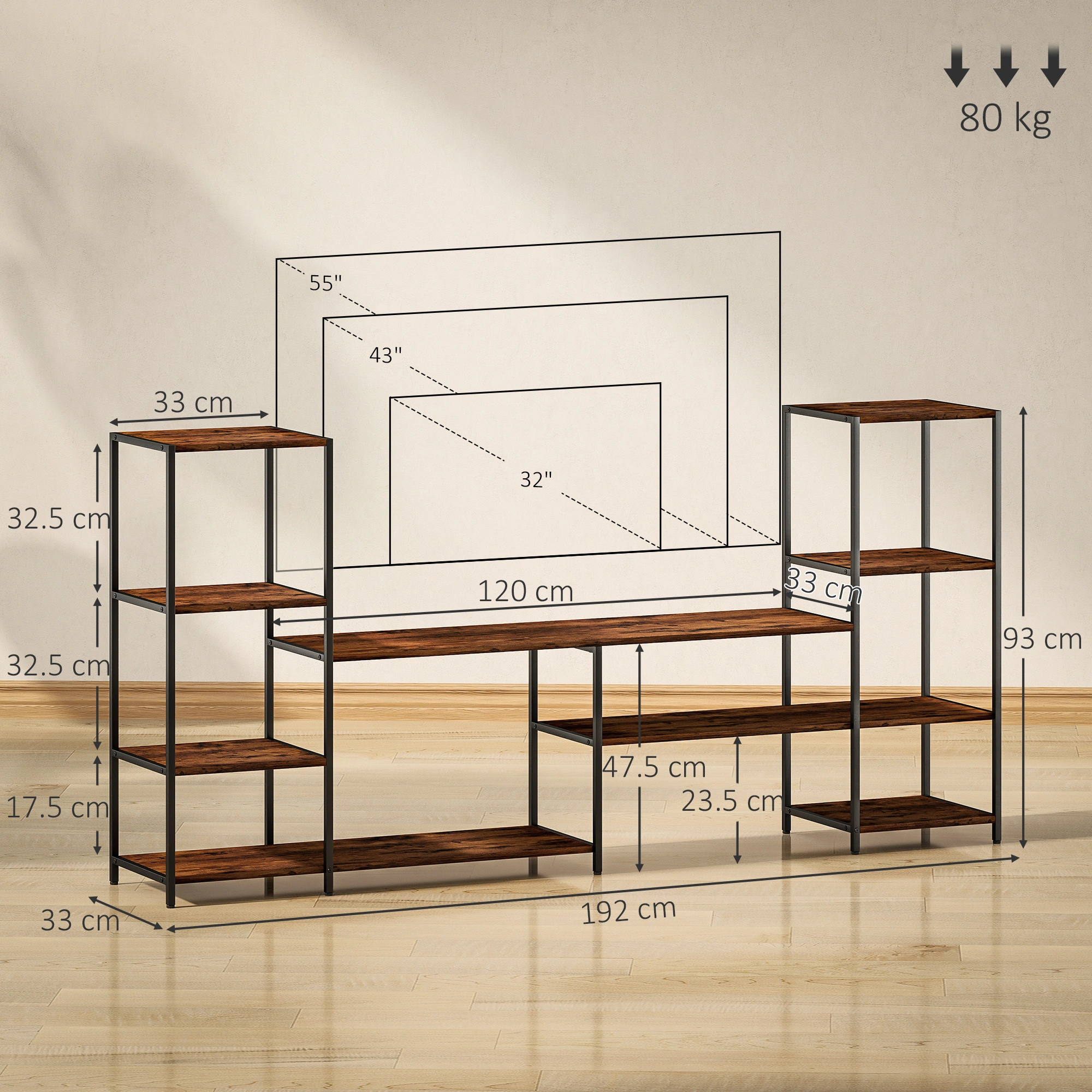 Modern TV Stand Cabinet 55 inch Entertainment Center Storage Console for Living Room view 5