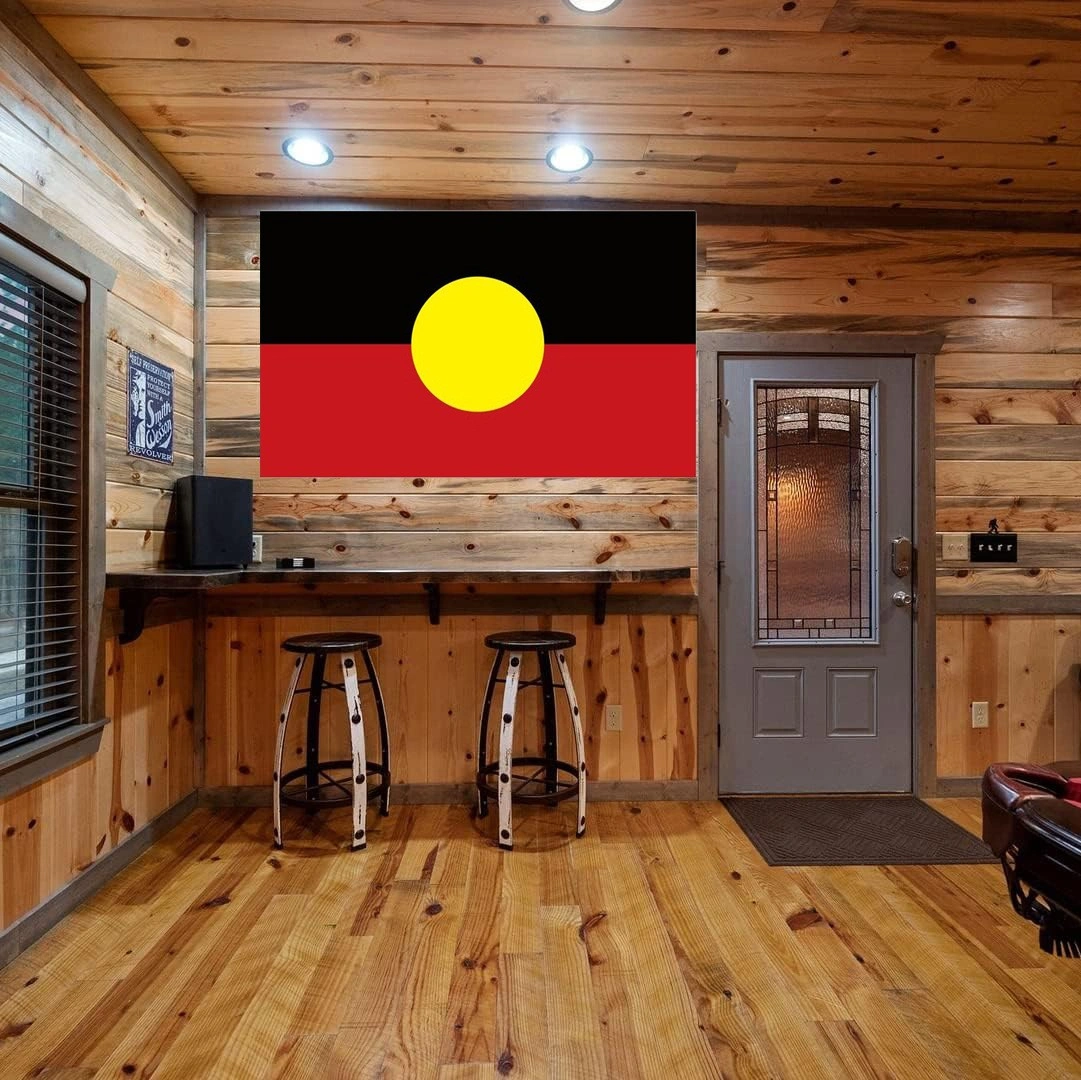Aboriginal Flag 150x90cm Australian Indigenous Flag with Brass Grommets Outdoor view 4