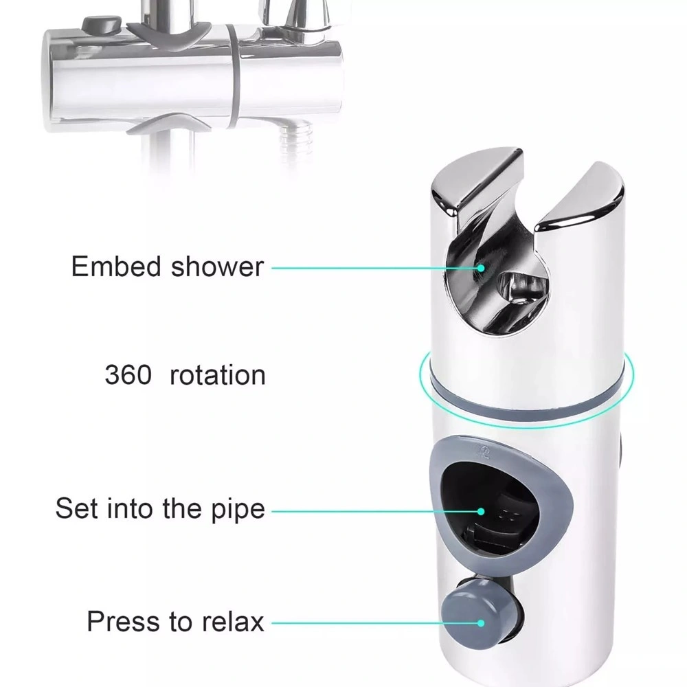 Square Fixed Riser Rail Shower Kit, Twin Head with Bath Mixer Tap for Bathroom view 7