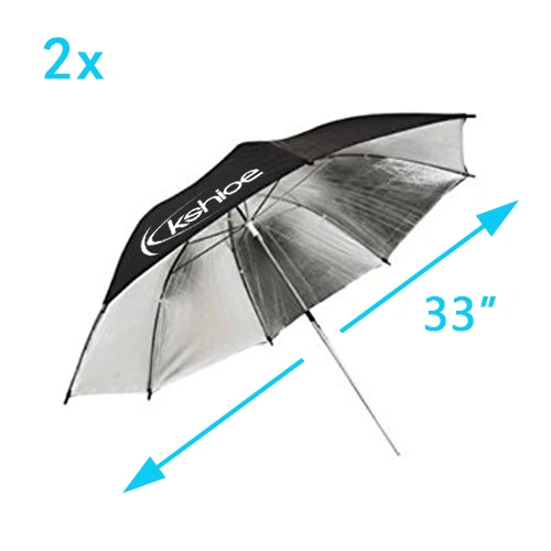 45W Softbox Lighting Kit with 4 White Silver Black Umbrellas, Background Stand & Light Stands for Photography view 11