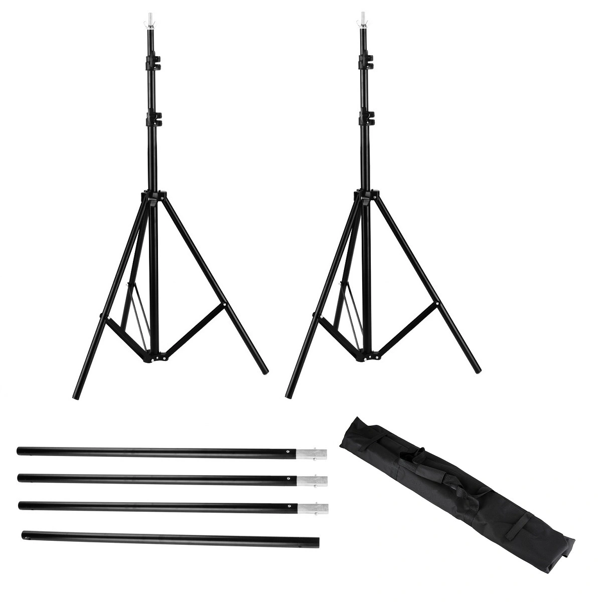 45W Softbox Lighting Kit with 4 White Silver Black Umbrellas, Background Stand & Light Stands for Photography view 29