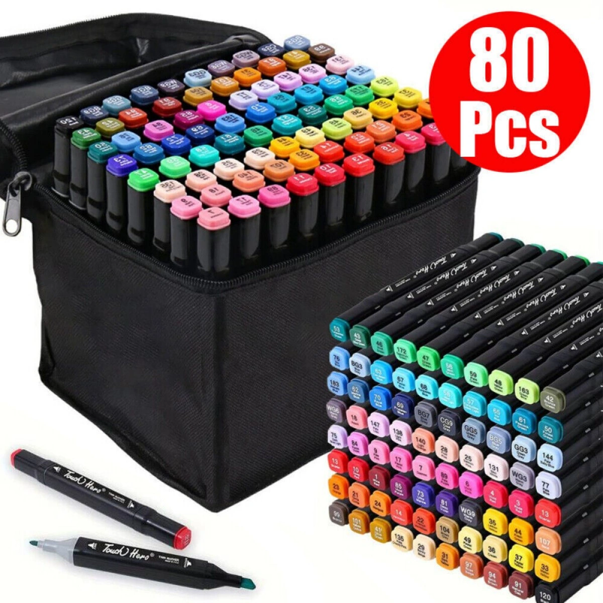 80 Colors Acrylic Paint Markers Set - Permanent Dual-Tip Sketch Markers for DIY Art, Graffiti & Drawing, 0.7mm Tip