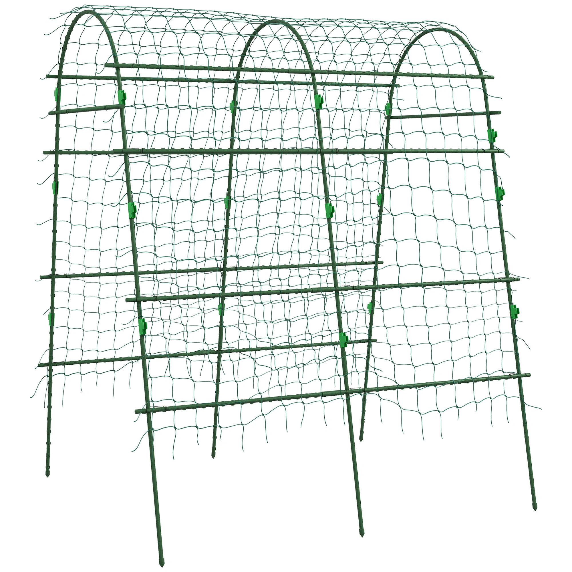 Green Metal A-Frame Arch Trellis, Outdoor Climbing Plant Net Stand, 57" x 66" x 81" Garden Arch