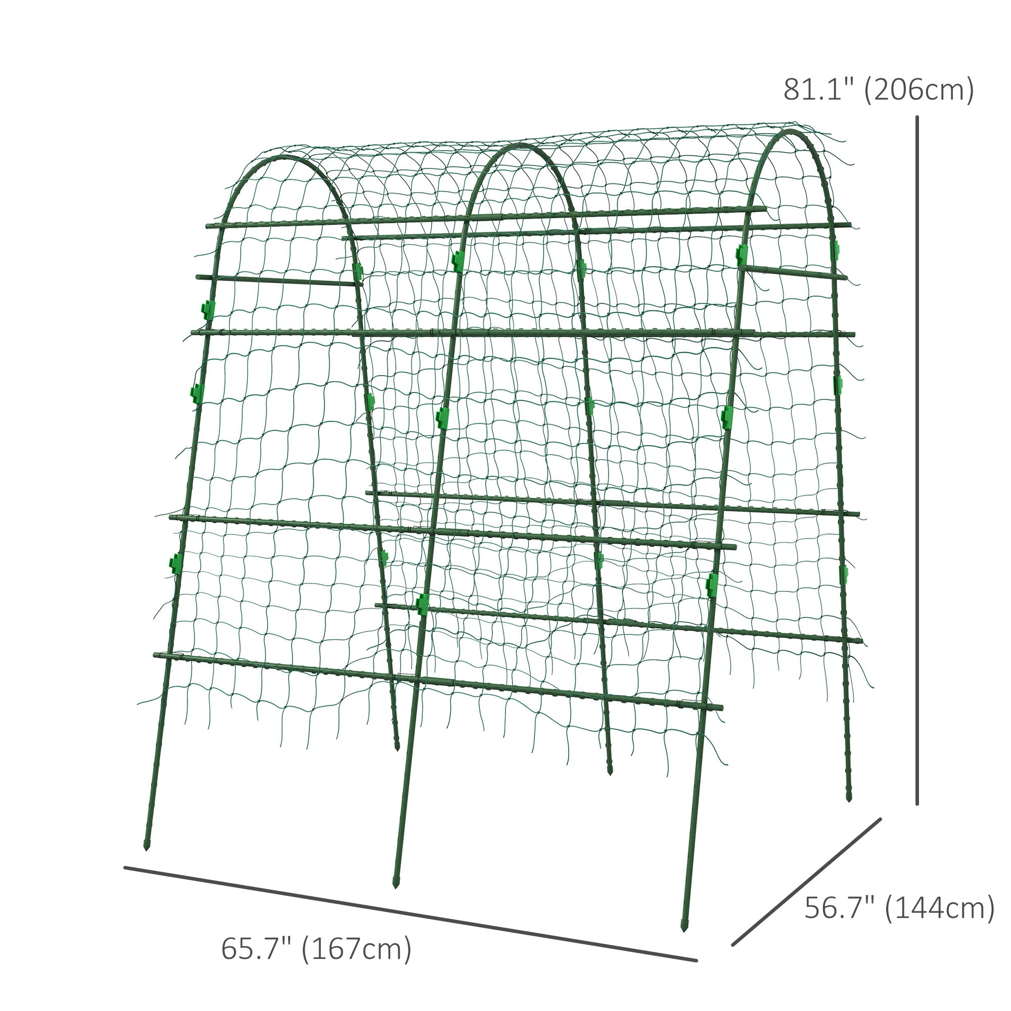 Green Metal A-Frame Arch Trellis, Outdoor Climbing Plant Net Stand, 57" x 66" x 81" Garden Arch view 2