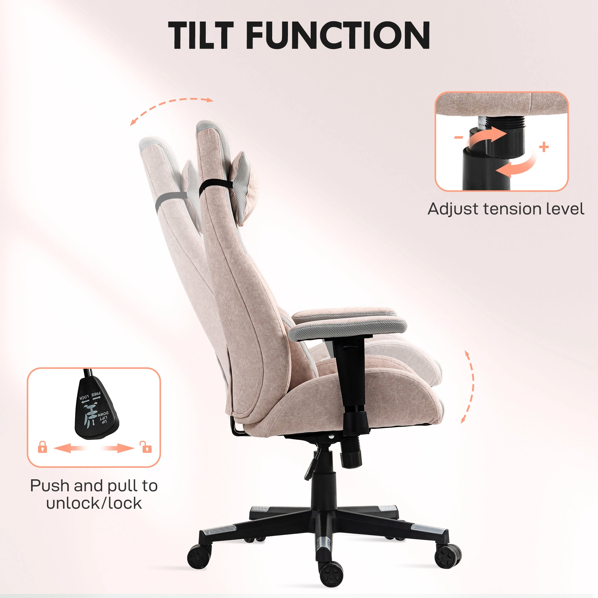 Ergonomic Gaming Chair with Lumbar Support & Adjustable Height - High Back Racing Style Computer Desk Chair, PU Leather, Black view 3