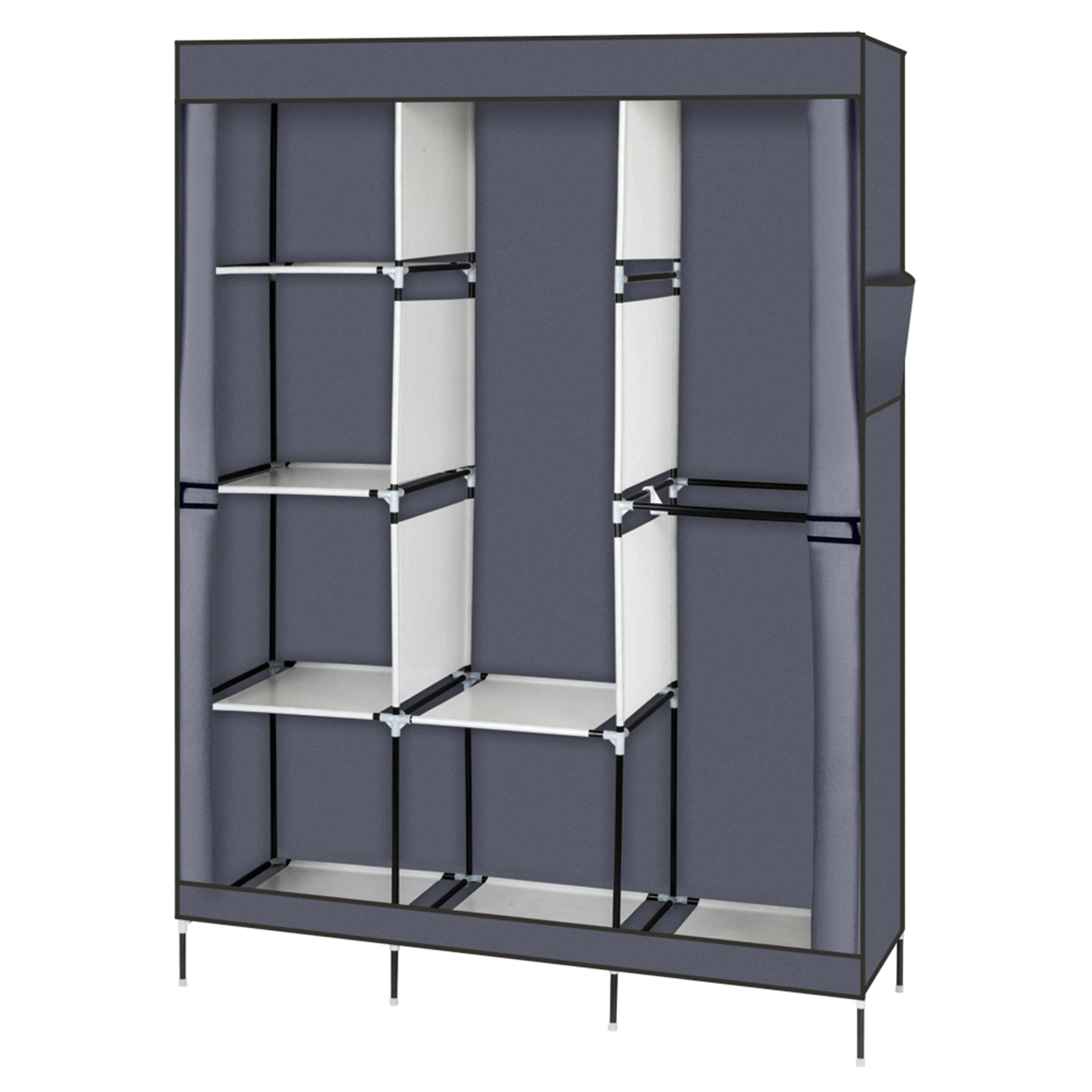 71" Portable Closet Wardrobe Clothes Rack Storage Organizer with Shelf Gray view 6