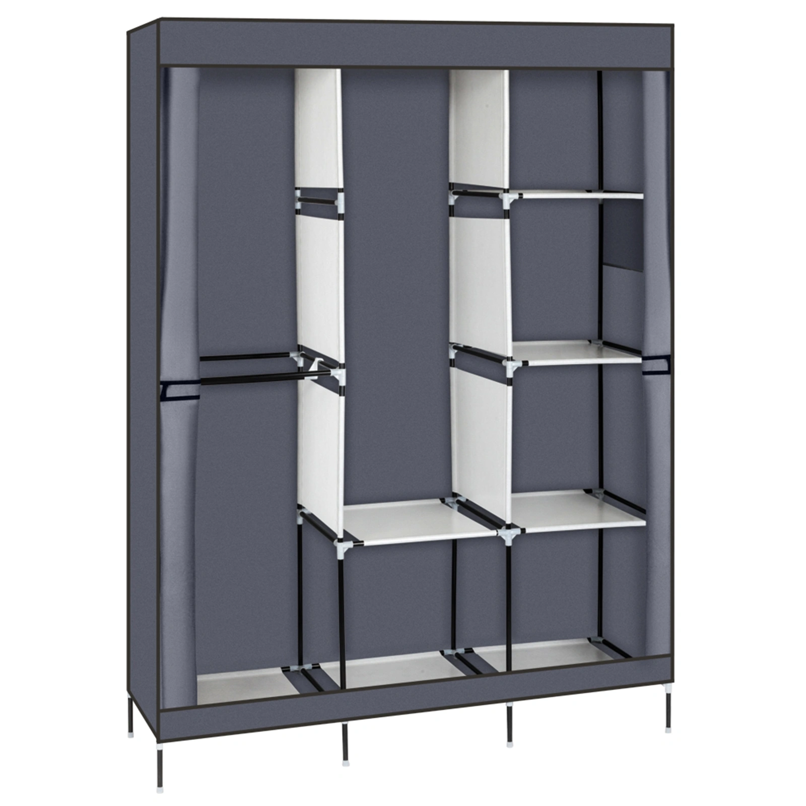 71" Portable Closet Wardrobe Clothes Rack Storage Organizer with Shelf Gray view 8