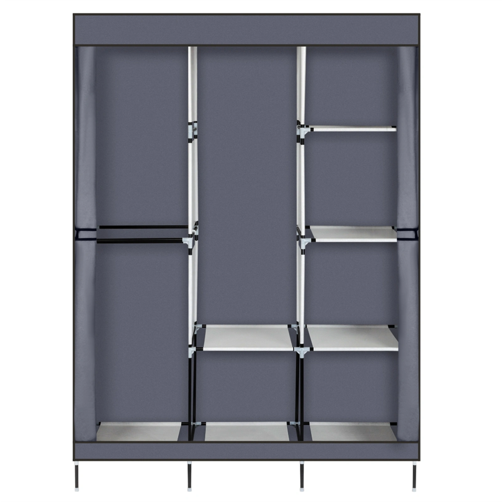 71" Portable Closet Wardrobe Clothes Rack Storage Organizer with Shelf Gray view 9