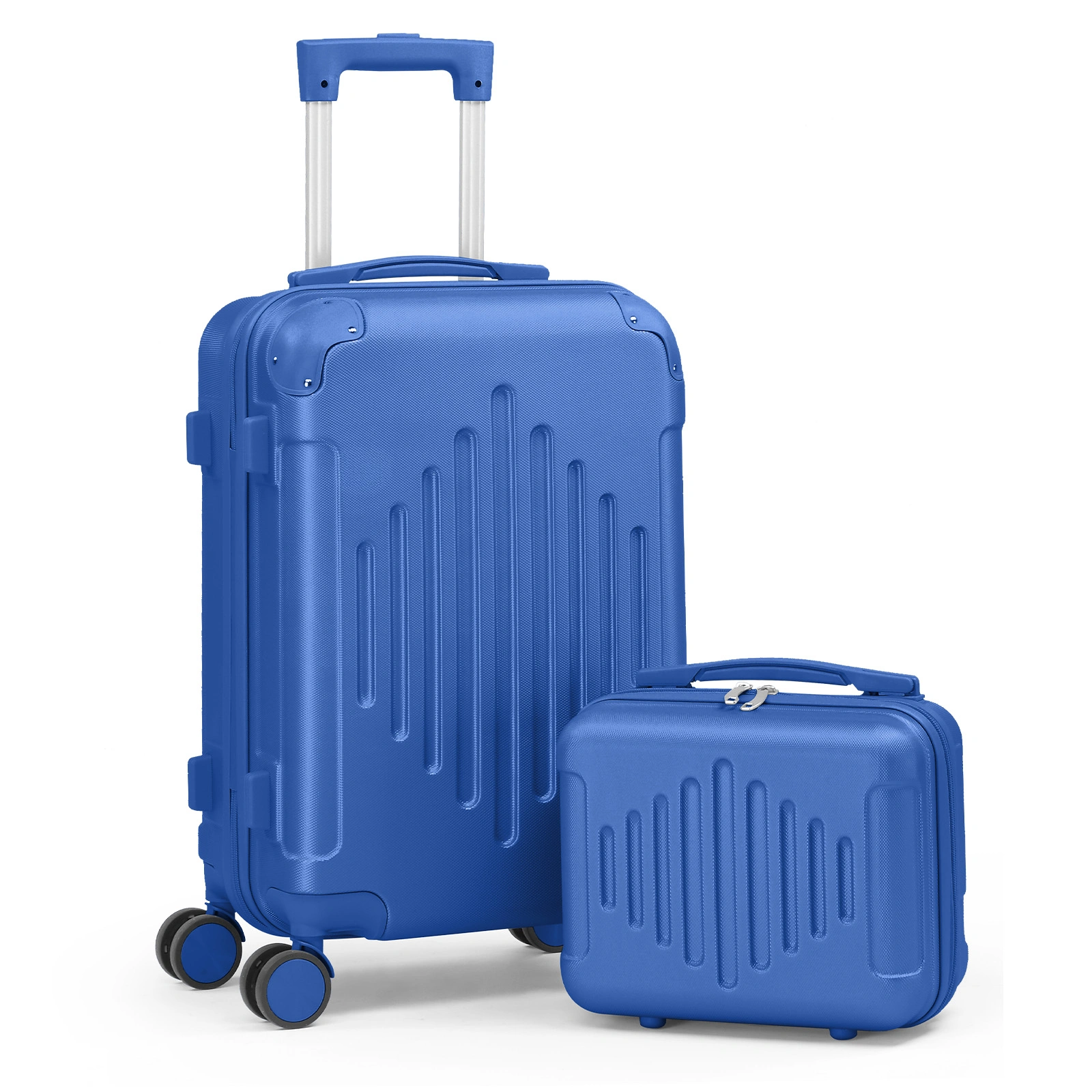 2-Piece ABS Luggage Set, Diamond Pattern, Non-TSA Locks, 12in+20in, Navy Blue