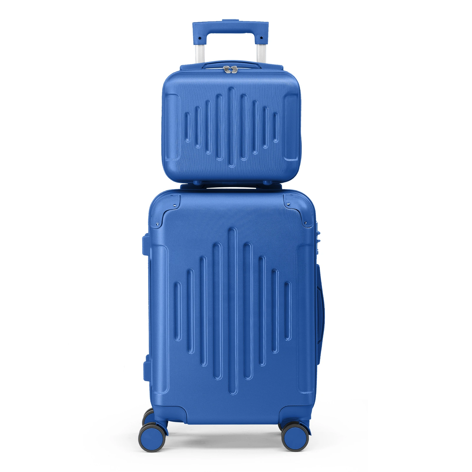 2-Piece ABS Luggage Set, Diamond Pattern, Non-TSA Locks, 12in+20in, Navy Blue view 2