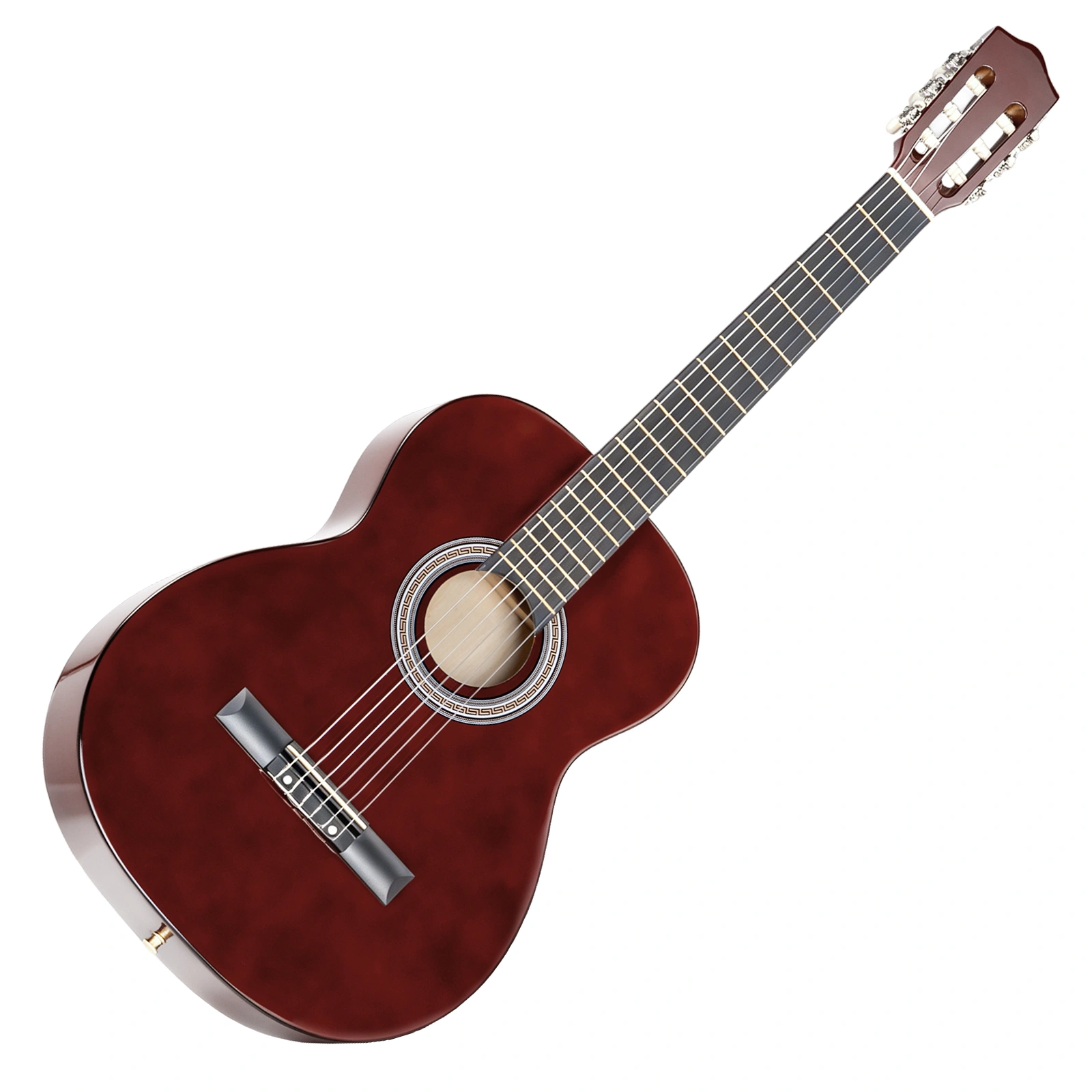 39 Inch Round Barrel Basswood Classical Folk Guitar (Coffee)including gig bag, spare strings, picks, capo, tuner, and strap. view 4