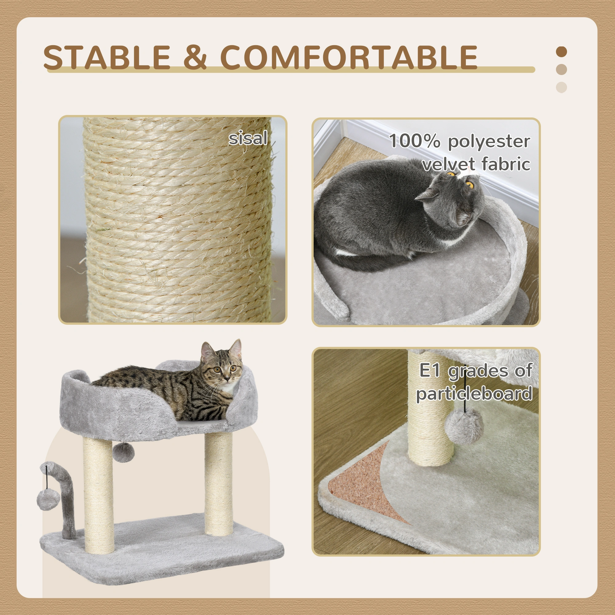 Multi-Level Cat Tree Tower 54 inch with Scratching Posts Condo & Hammock for Cats/Kittens view 2