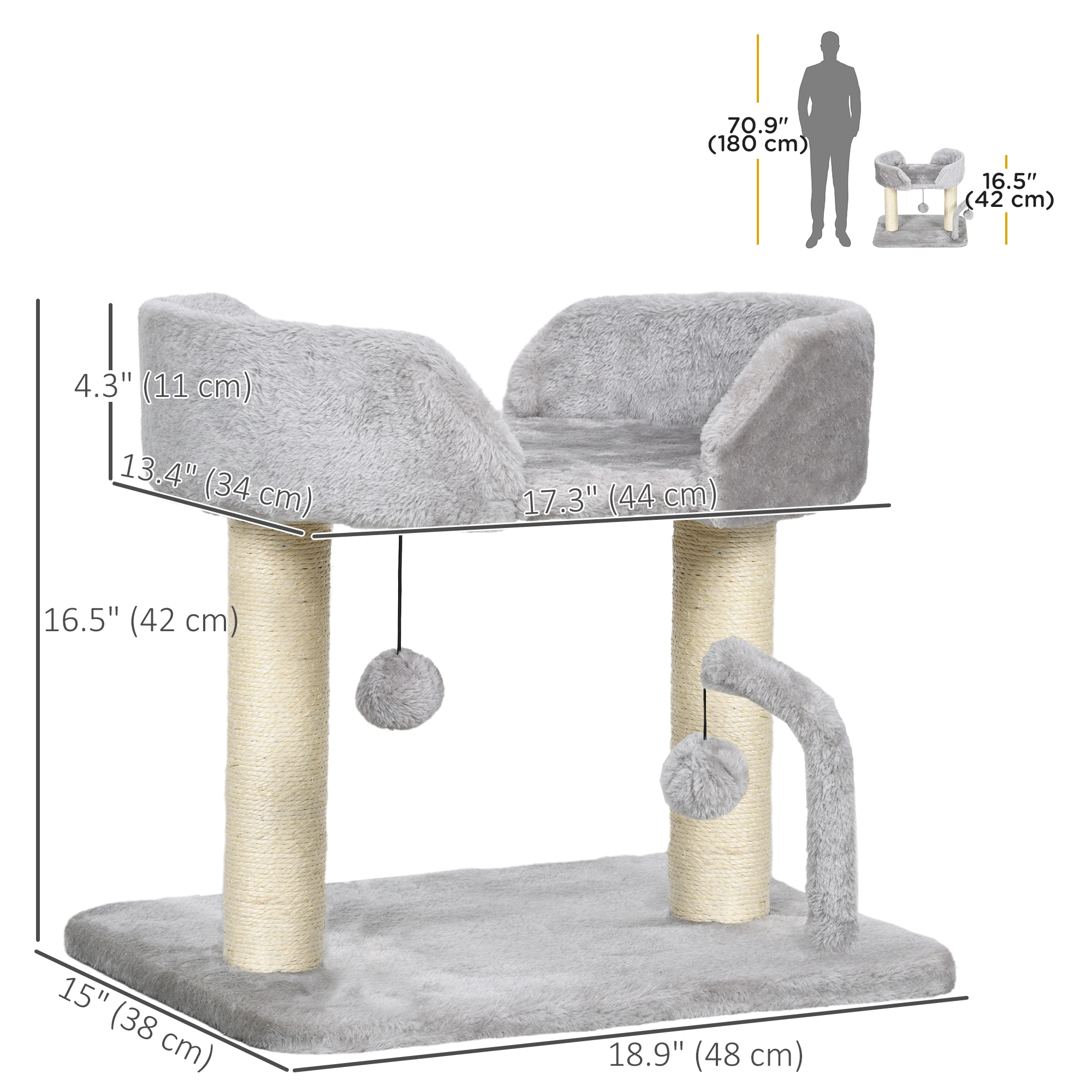Multi-Level Cat Tree Tower 54 inch with Scratching Posts Condo & Hammock for Cats/Kittens view 3