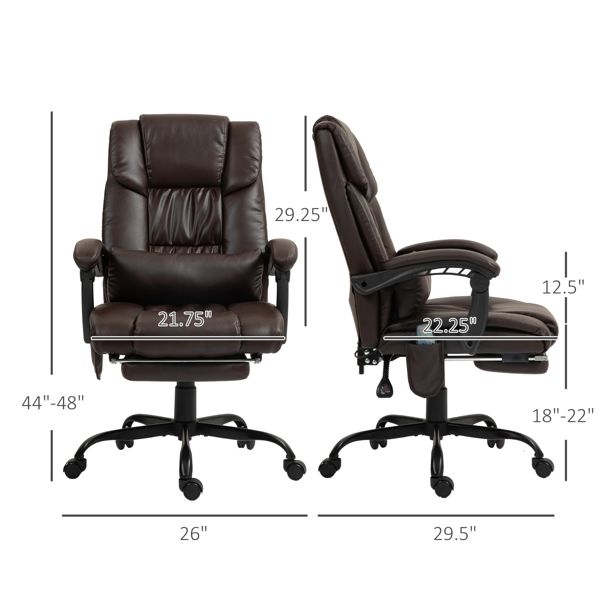 Massage Office Chair with Heat & Vibration, Ergonomic High-Back Executive Swivel Chair, Gray view 2