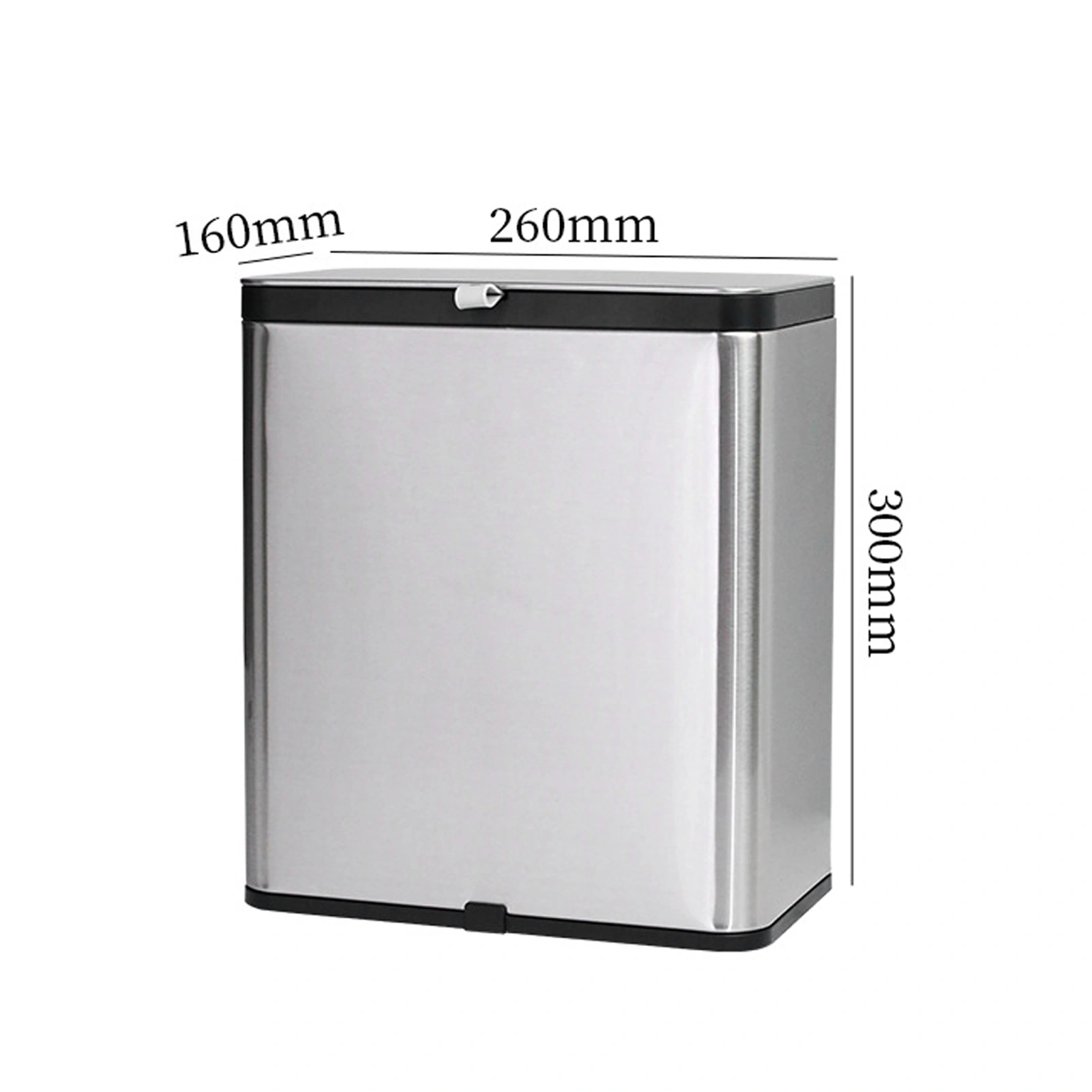 8L Stainless Steel Trash Can, Square Wall-Mounted Garbage Bin with Slide Lid for Kitchen, Home, Office & Bathroom view 4