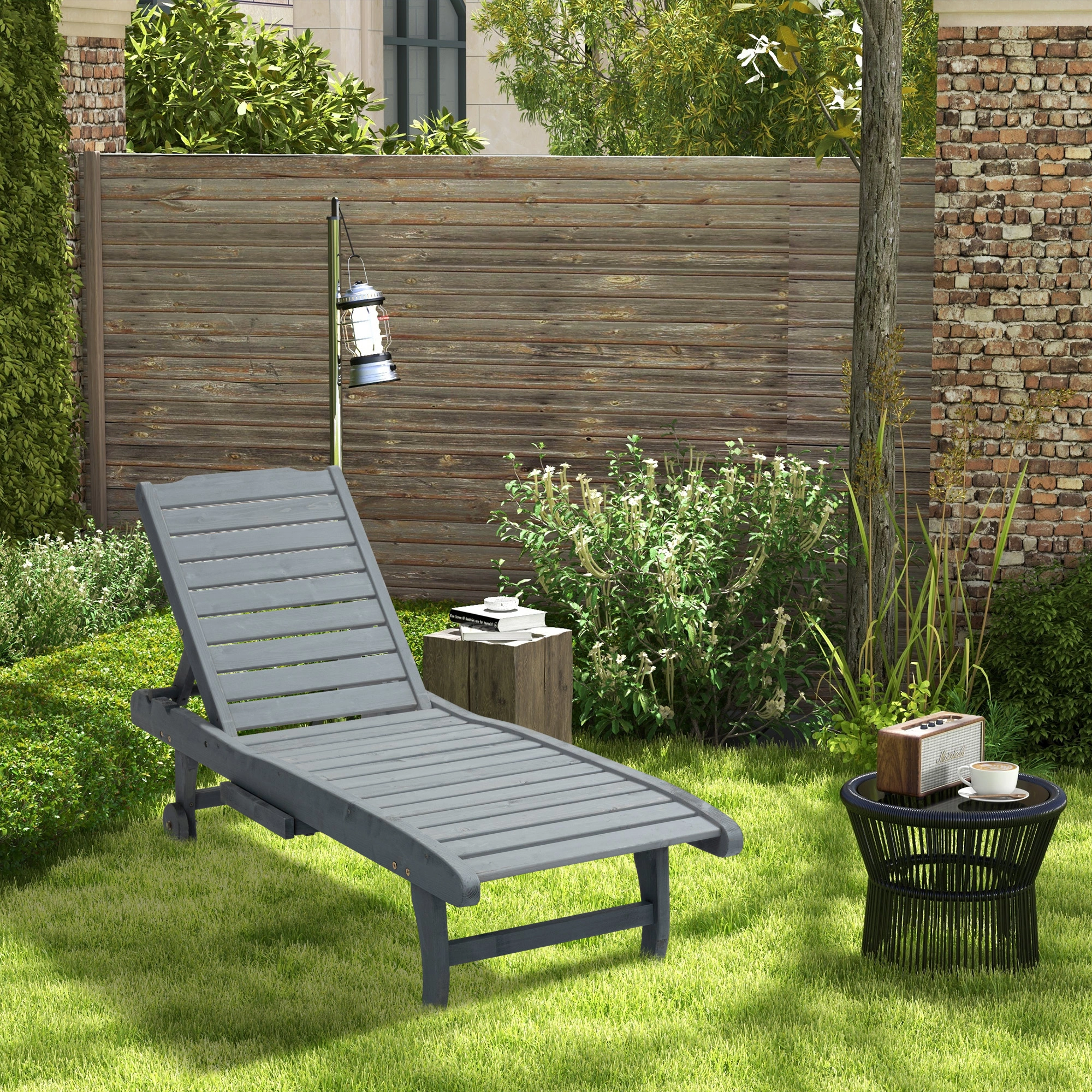 Portable Folding Rocking Lounge Chair Indoor Outdoor Reclining Chair Lightweight Aluminum Frame Easy Fold Storage