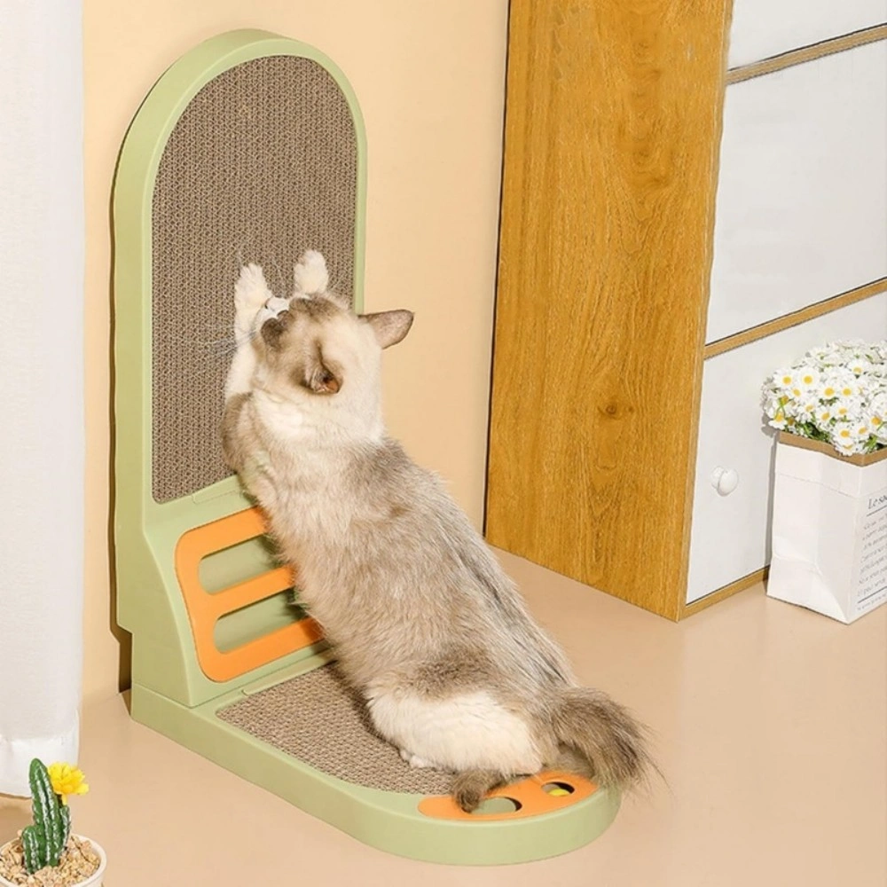 L-Shaped Cat Scratcher Board, Thickened Sisal Scratching Pad with Cozy Lounge Bed view 2