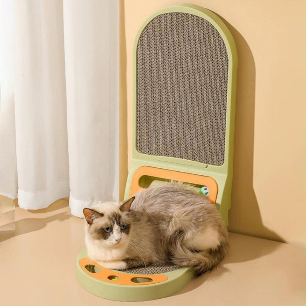 L-Shaped Cat Scratcher Board, Thickened Sisal Scratching Pad with Cozy Lounge Bed view 4
