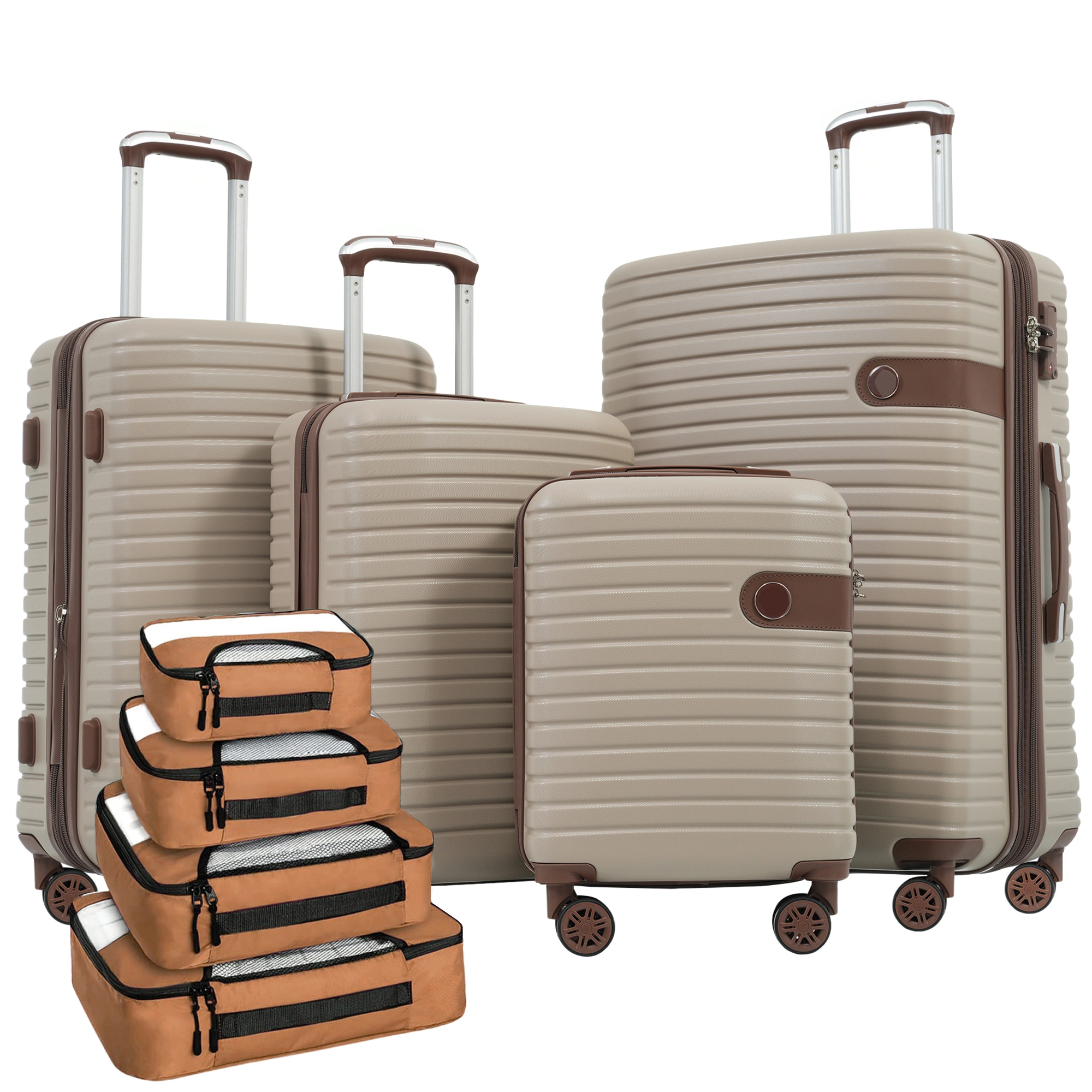 4 Piece Luggage Set ABS Hard Shell Suitcase, Lightweight Expandable Travel Bags with Packing Cubes, TSA Lock, 4-Wheel Spinner, 16/20/24/28