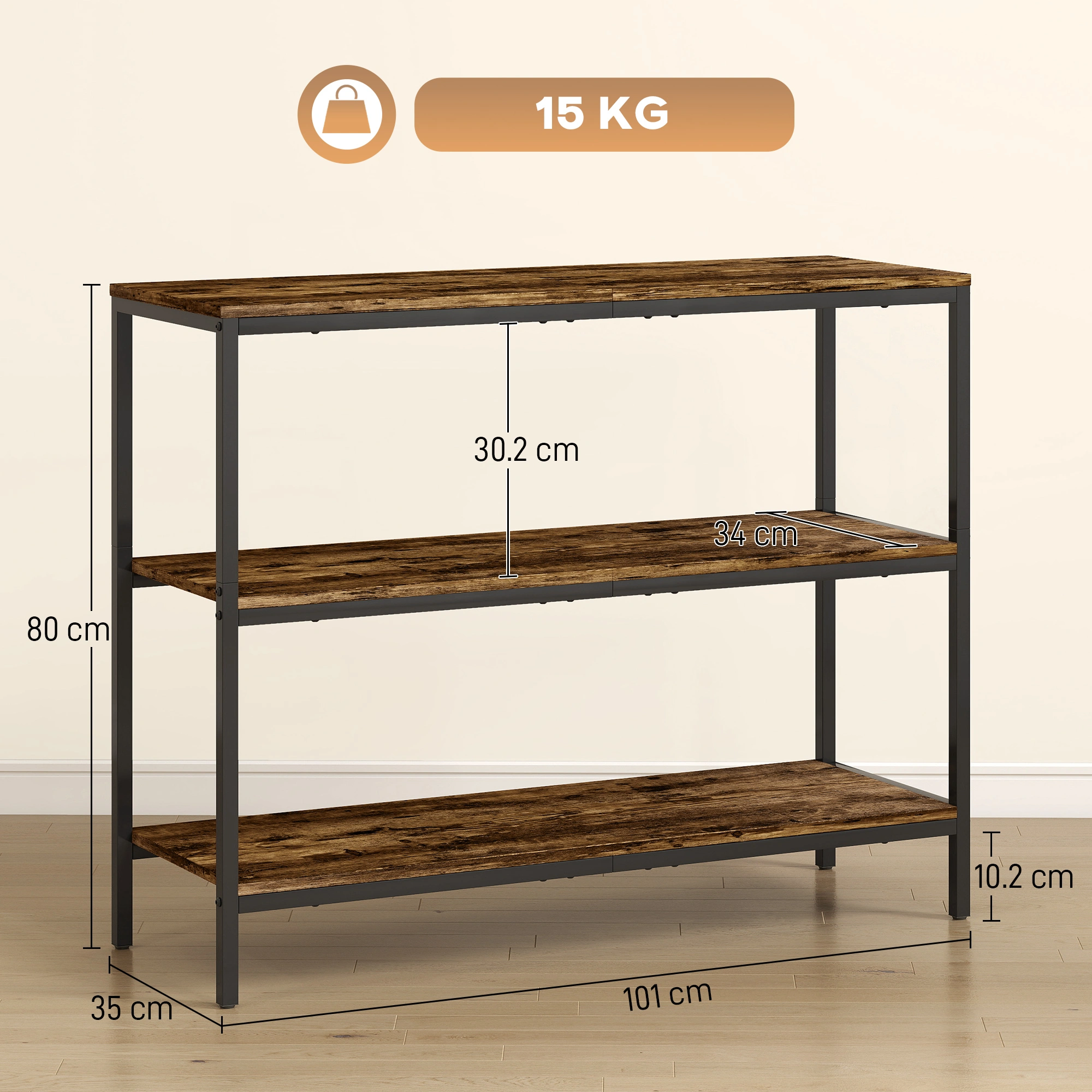 Long Console Table for Living Room, Slim Sofa Table with Storage Shelf, Entryway Hallway Table view 2