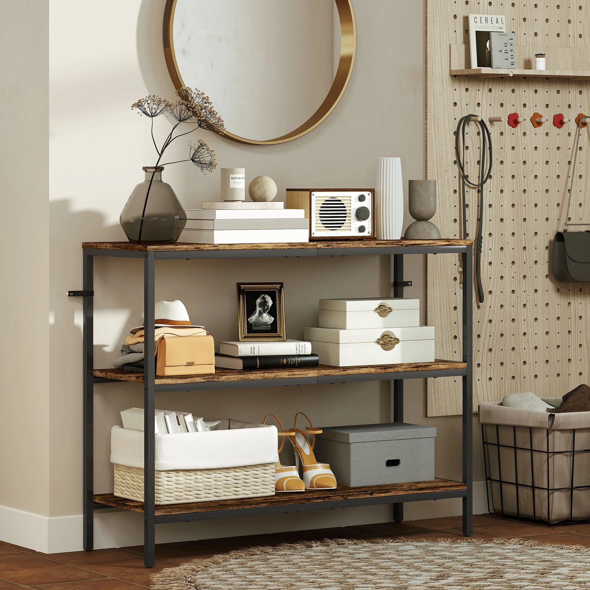 Long Console Table for Living Room, Slim Sofa Table with Storage Shelf, Entryway Hallway Table view 4