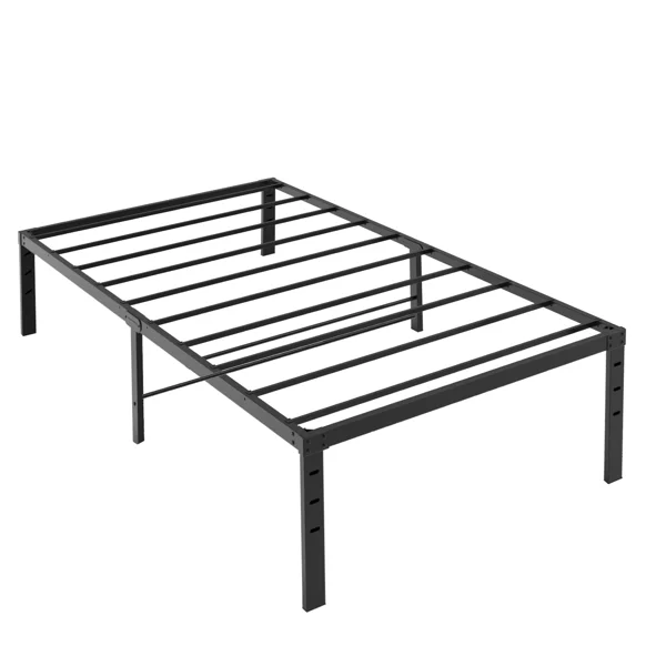 Black Twin Size Simple Basic Platform Metal Bed Frame - 14 Inch Bed Height view 3
