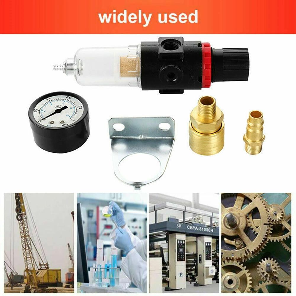 1/4" Air Regulator Pressure Reducer with Water Separator & Drain, Compressor Maintenance Unit FRL