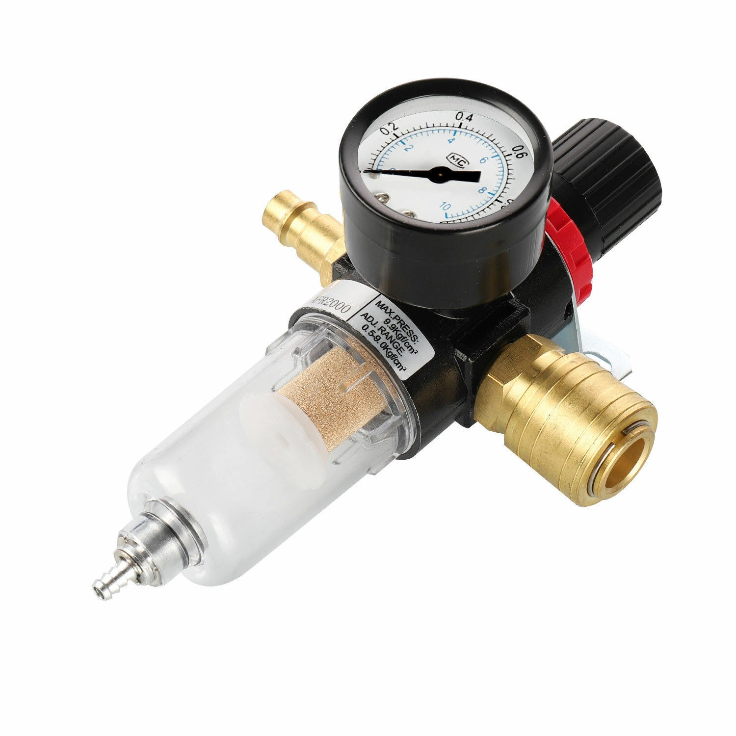 1/4" Air Regulator Pressure Reducer with Water Separator & Drain, Compressor Maintenance Unit FRL view 3