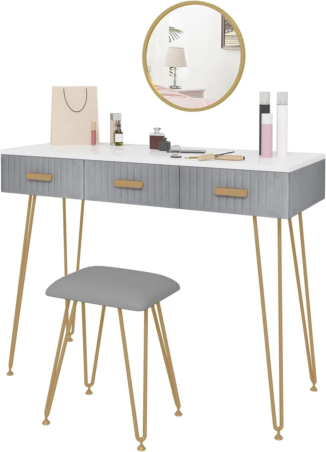 Modern LED Dressing Table Makeup Vanity Desk with Mirror UK view 3