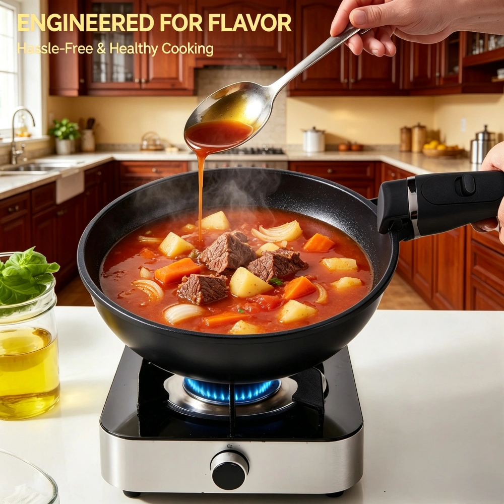 23-Piece Aluminum Cookware Set Black Non-Stick, Removable Handles, 7 Pots 2 Lids, Induction Gas Electric Compatible, Home & Camping view 3