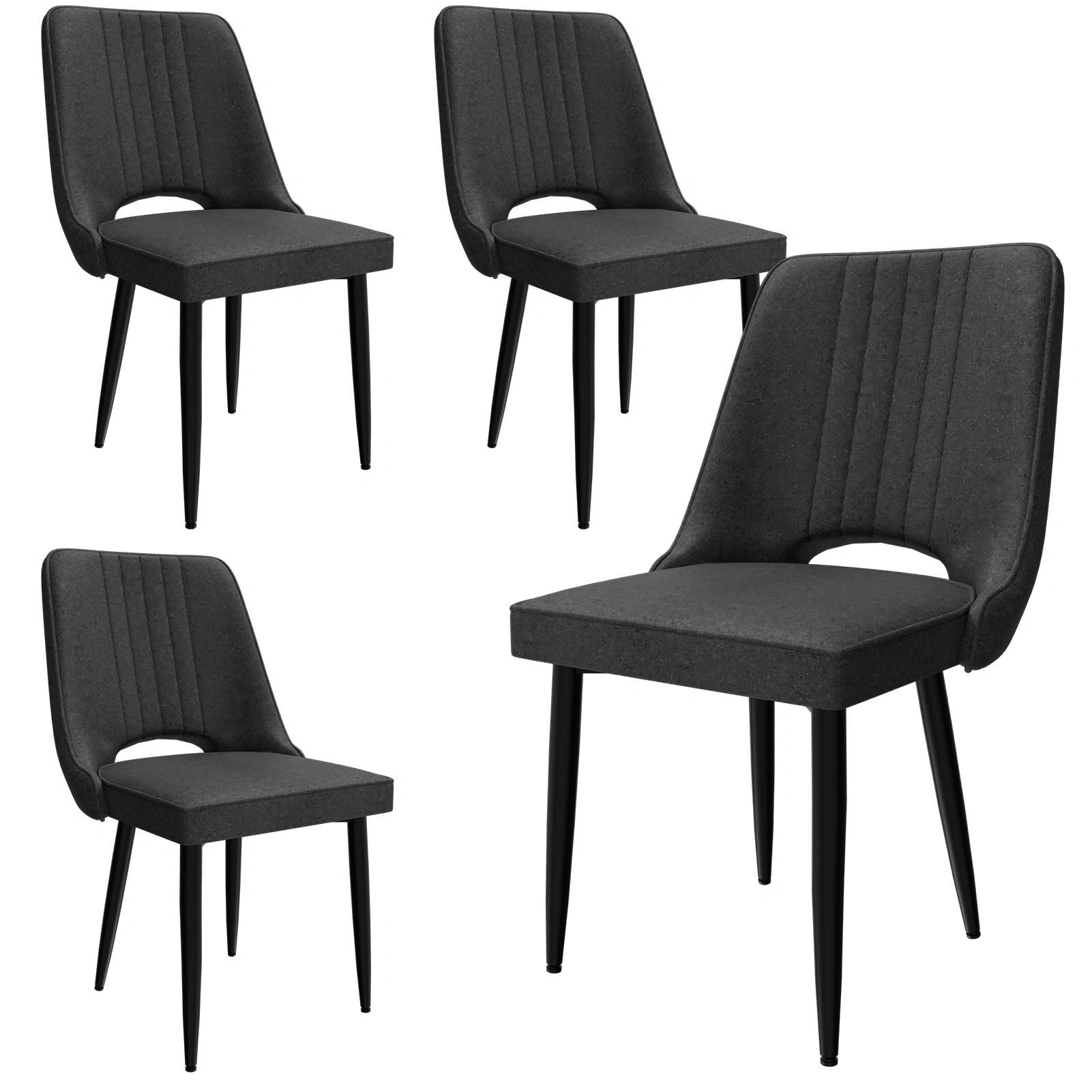Set of 4 Dining Chairs, PU Leather Kitchen Chairs with Backrest, Upholstered Dining Room Chairs for Living Room, Lounge, Counter Height