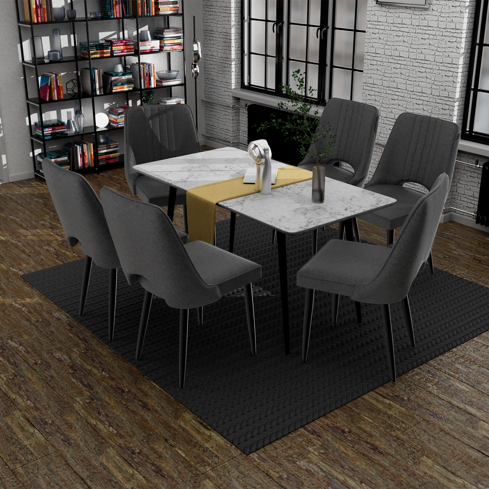 Set of 4 Dining Chairs, PU Leather Kitchen Chairs with Backrest, Upholstered Dining Room Chairs for Living Room, Lounge, Counter Height view 4