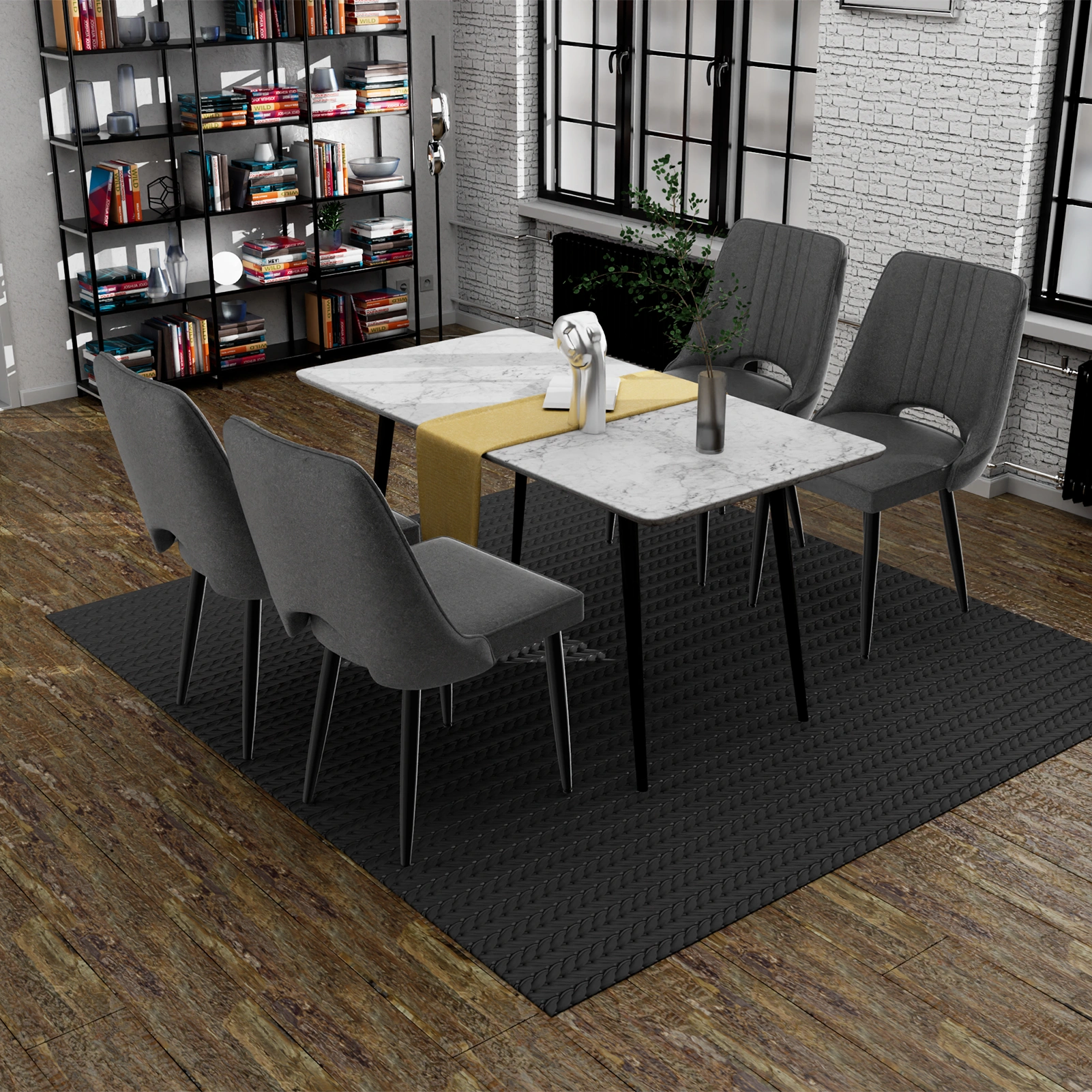 Set of 4 Dining Chairs, PU Leather Kitchen Chairs with Backrest, Upholstered Dining Room Chairs for Living Room, Lounge, Counter Height view 5