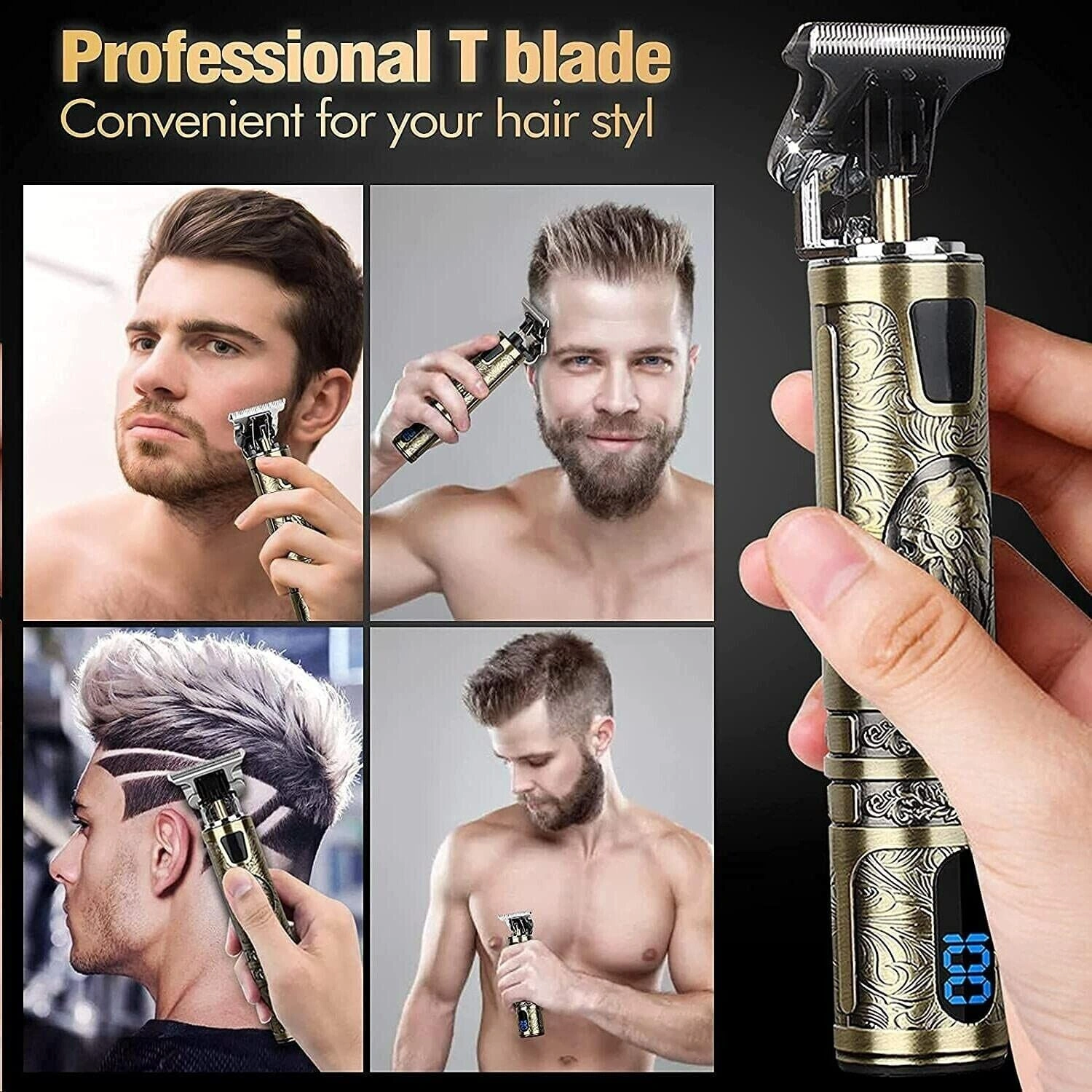 Small LCD Screen Display Professional Men Cordless Hair Clippers Beard Trimmer Cutting Machine Kit view 10