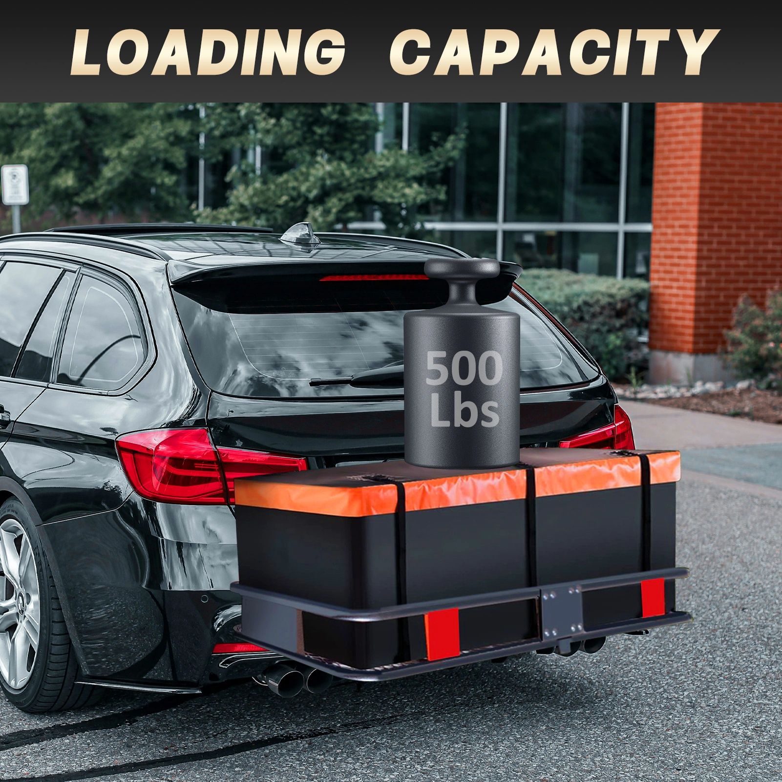 Hitch Cargo Carrier Rack 180kg Heavy Duty Steel, Folding 152x60x36cm Tow Hitch Cargo Carrier with Stabilizer for SUV RV Truck view 2