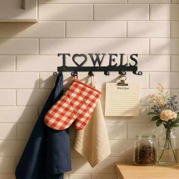 CIFbuy 1pc Premium Metal Wall-Mounted Towel Hook: 6-Hook Space-Saving Storage with Sturdy Row Design, Simple Punch-Free Installation, Ideal for Bathro(TikTok/temu self-pickup orders) view 2
