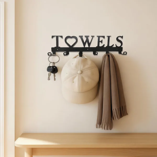 CIFbuy 1pc Premium Metal Wall-Mounted Towel Hook: 6-Hook Space-Saving Storage with Sturdy Row Design, Simple Punch-Free Installation, Ideal for Bathro(TikTok/temu self-pickup orders) view 3