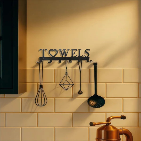 CIFbuy 1pc Premium Metal Wall-Mounted Towel Hook: 6-Hook Space-Saving Storage with Sturdy Row Design, Simple Punch-Free Installation, Ideal for Bathro(TikTok/temu self-pickup orders) view 4