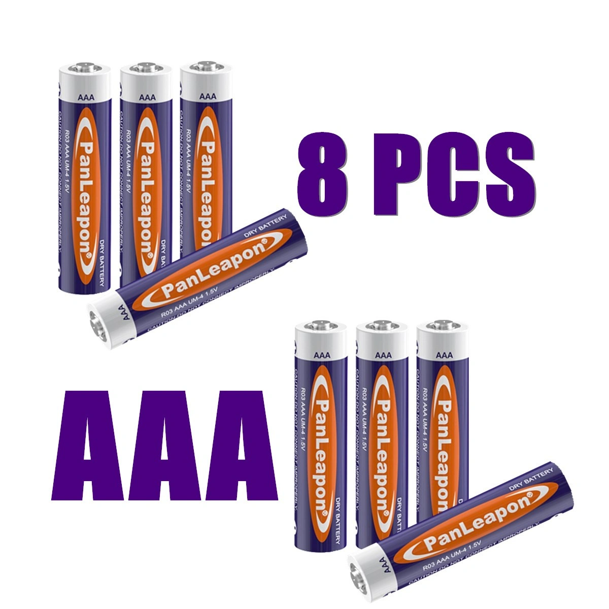 8 Pack AAA Batteries 1.5V Carbon Zinc, Power Cells for Household Appliances & Small Devices