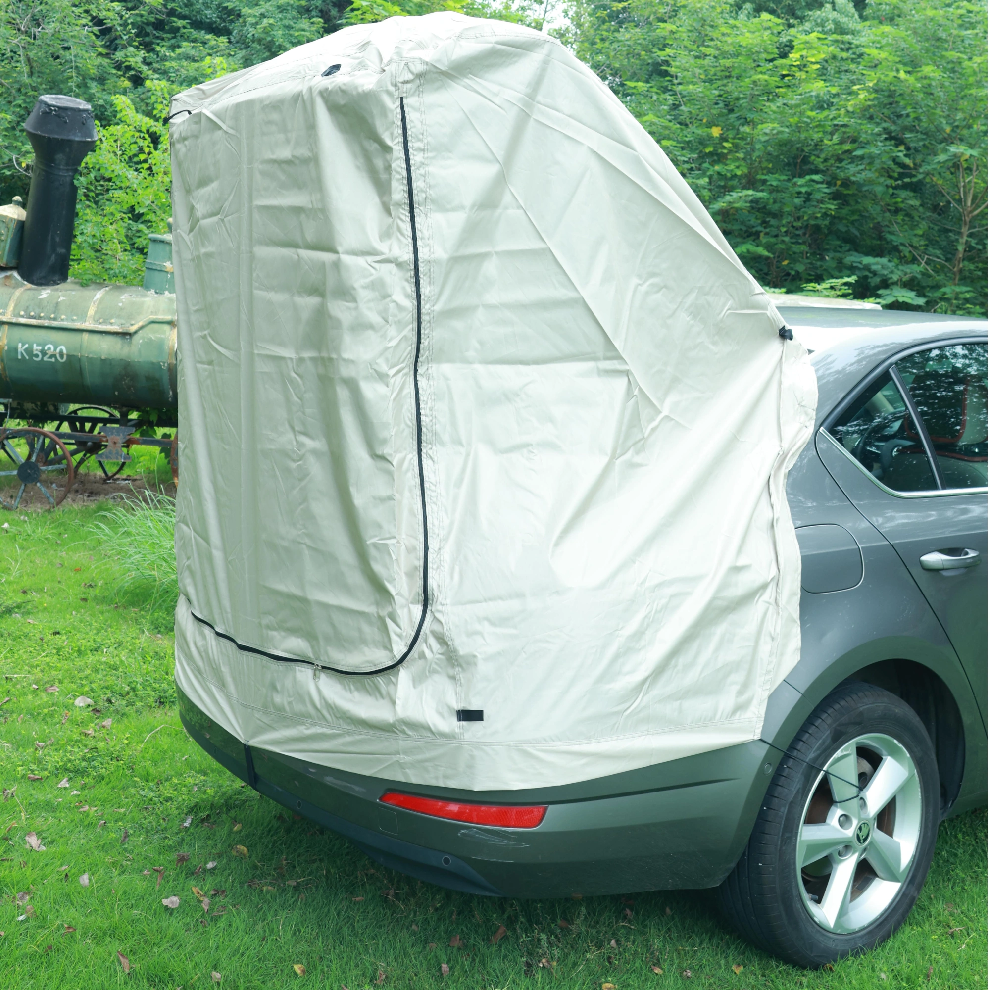 SUV Rear Door Awning Tent, Silver-Coated Oxford Fabric Car Camping Extension Shelter, Portable Vehicle Sunshade for Self-Driving Adventure view 2