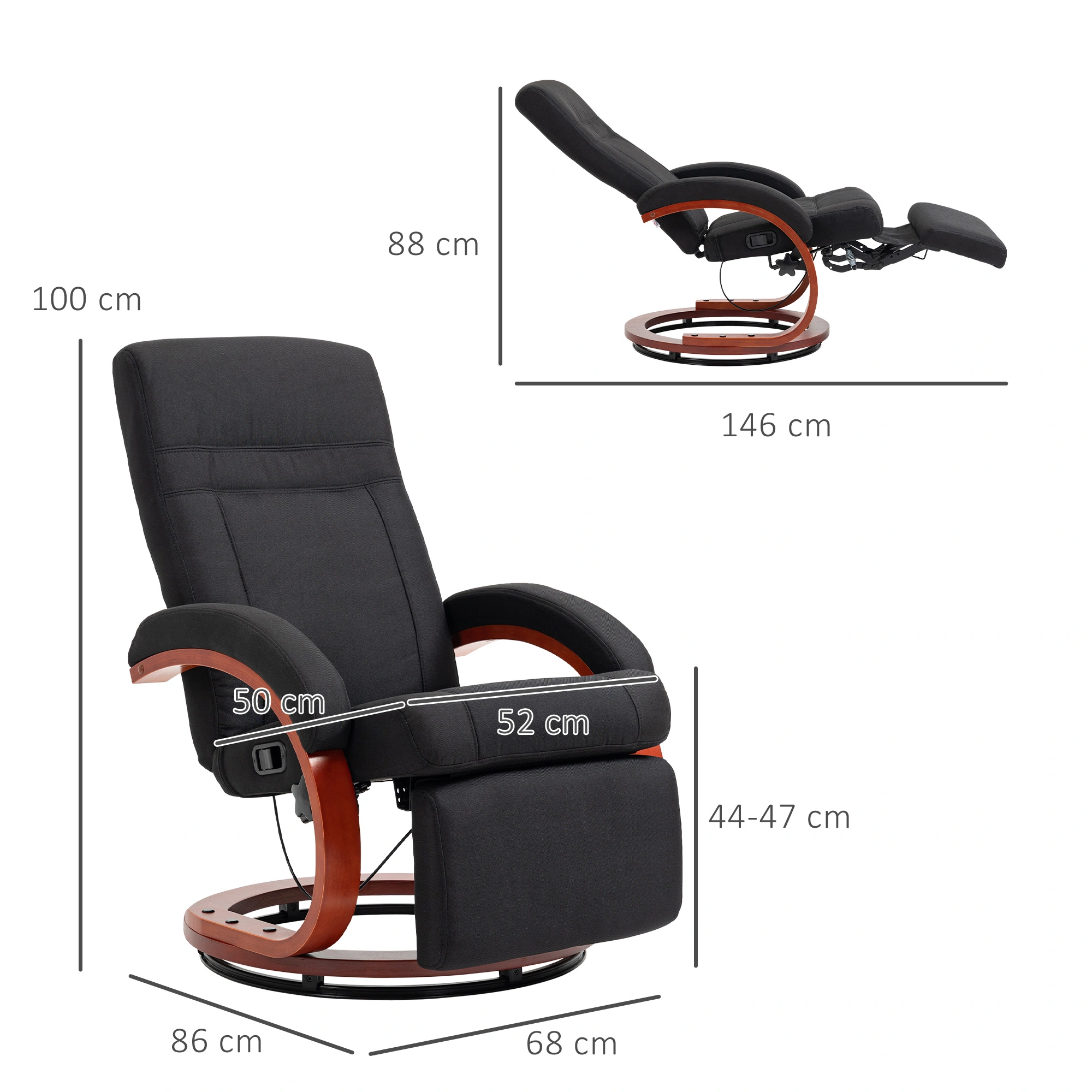 Luxury Recliner Chair, Deep Seating Sofa Chair with Padded Armrests for Living Room, Bedroom view 2