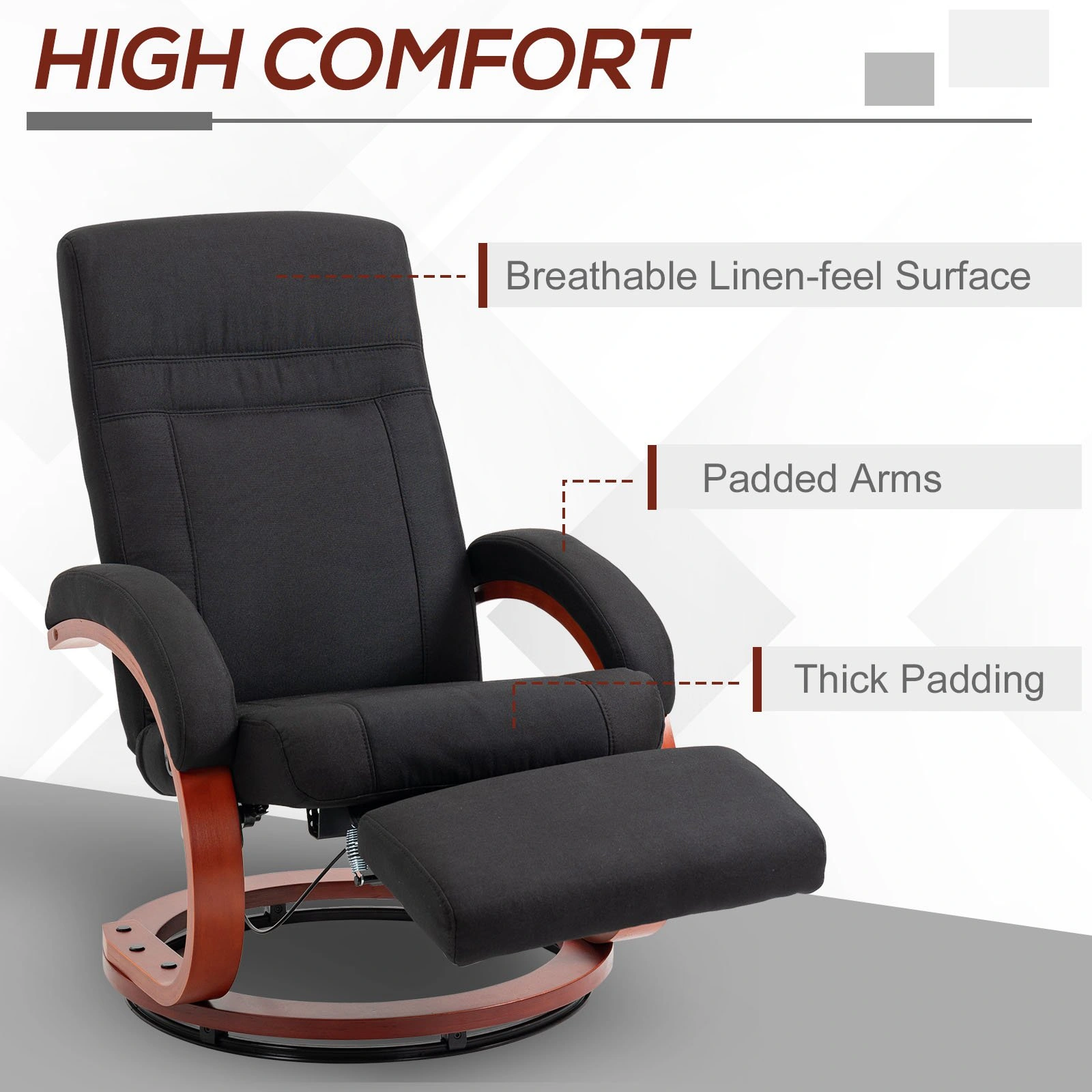 Luxury Recliner Chair, Deep Seating Sofa Chair with Padded Armrests for Living Room, Bedroom view 3