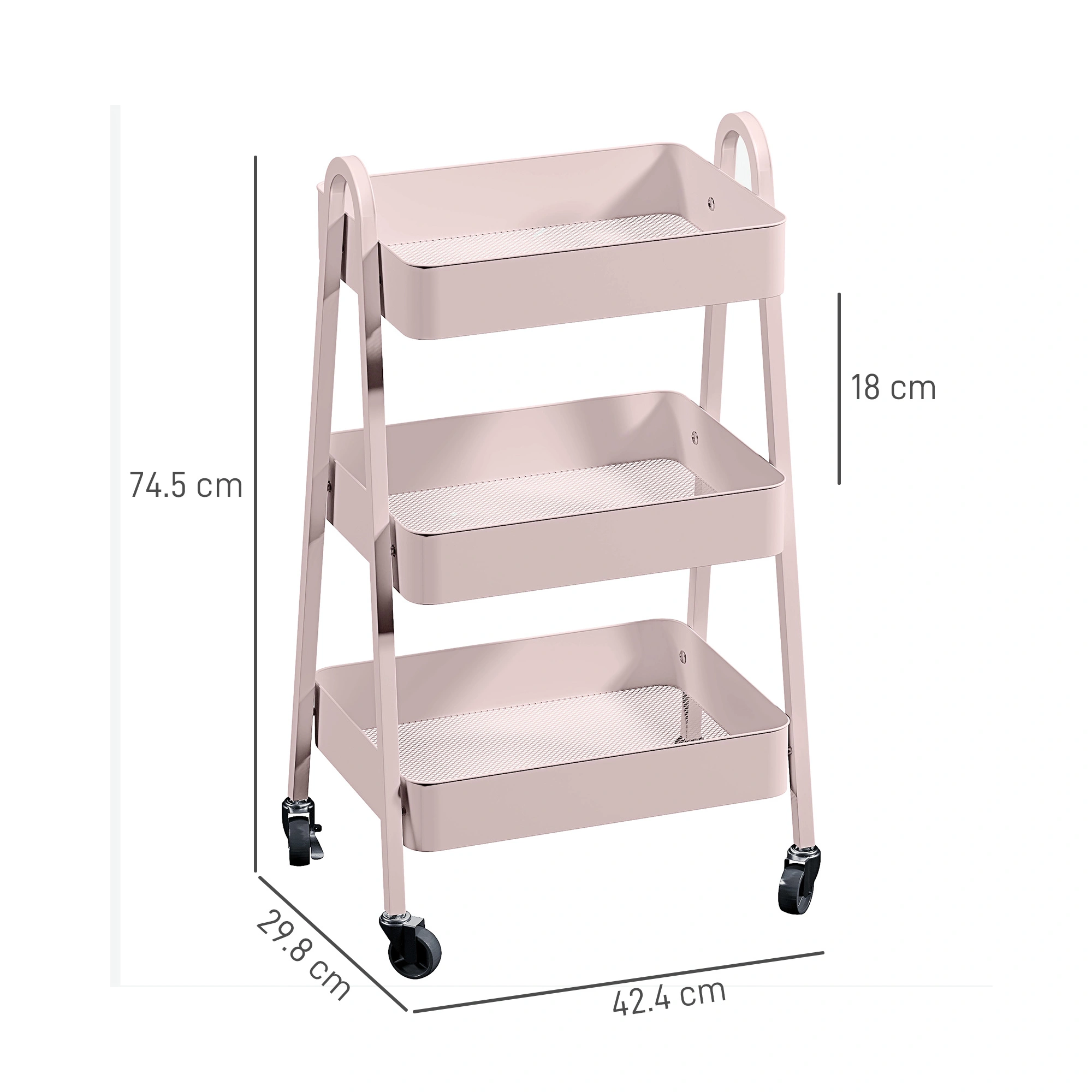 Heavy Duty Storage Trolley Cart, Multi-Layer Rolling Organizer Shelf with Handles for Kitchen, Laundry, Office, Bedroom, Bathroom, Mobile Utility Cart view 2