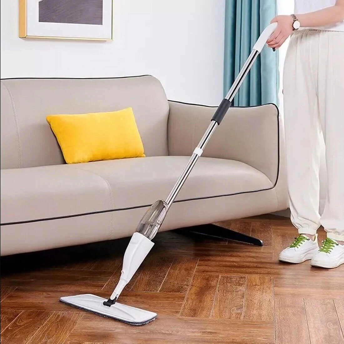 Spray Mop with Microfiber Pads, Reusable Floor Cleaning Mop & Bottle, 2 Washable Pads for Hardwood Tile Laminate view 2