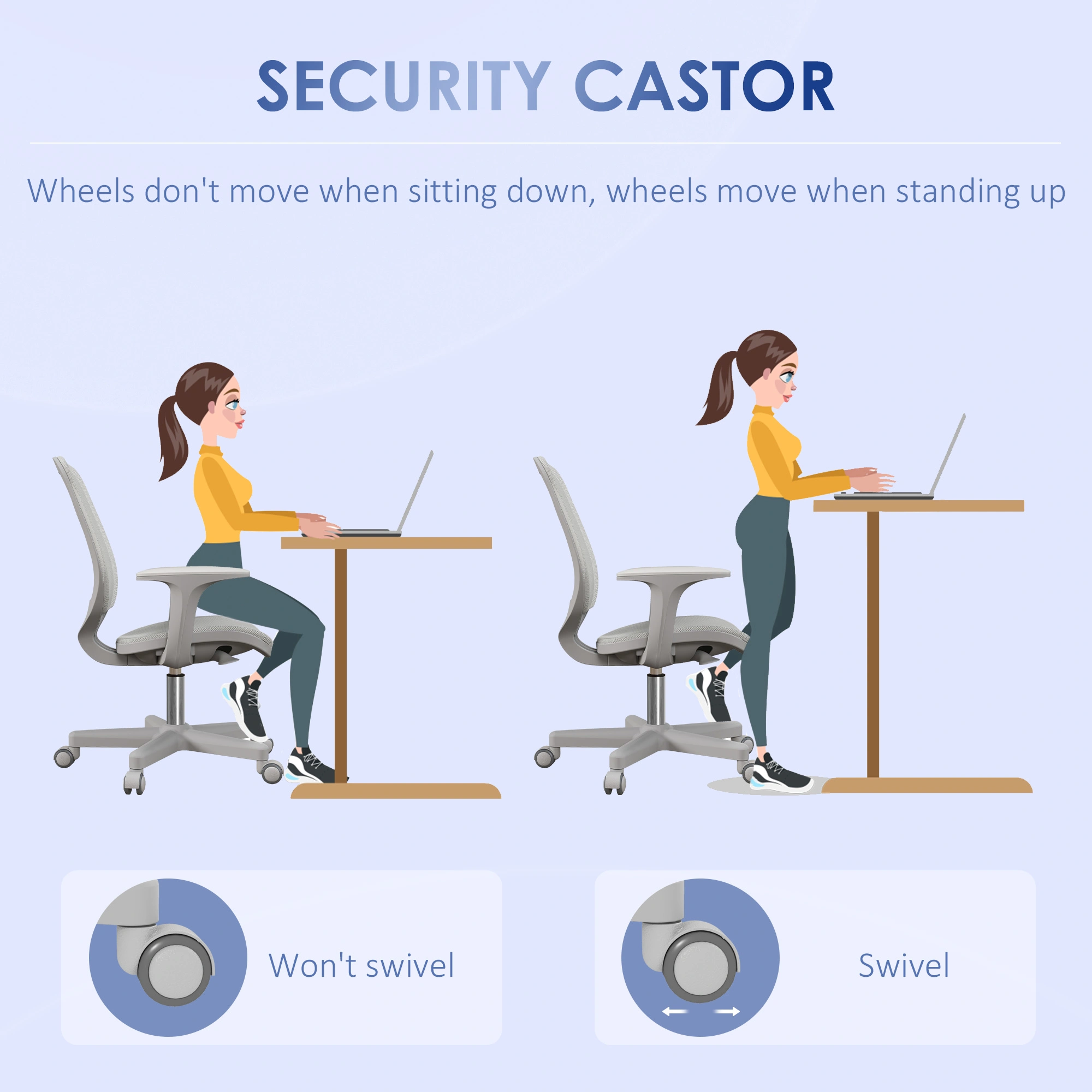 Ergonomic Massage Office Chair, Adjustable Height Swivel Computer Chair with Lumbar Support view 4