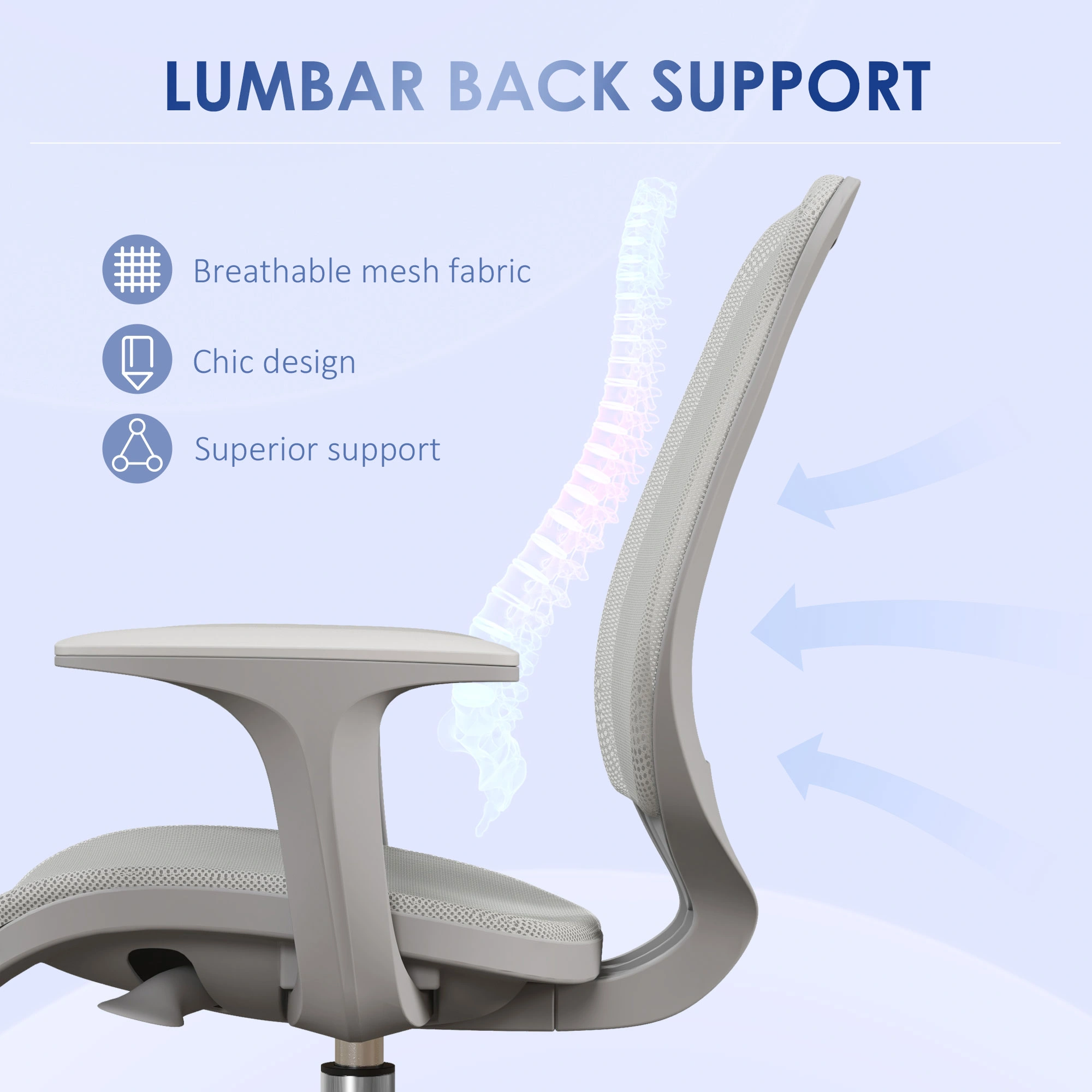 Ergonomic Massage Office Chair, Adjustable Height Swivel Computer Chair with Lumbar Support view 5