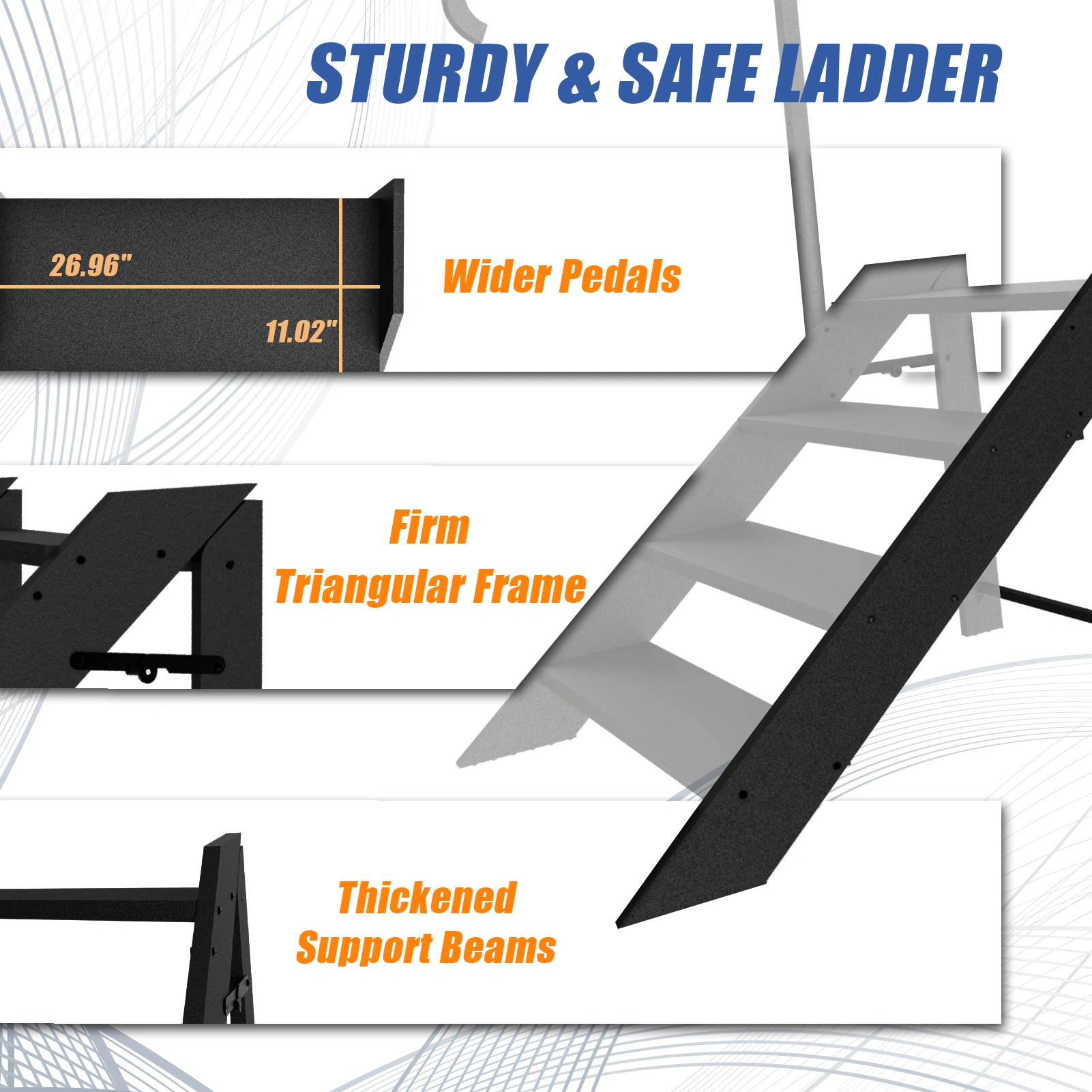 4-Step Folding Step Ladder, Telescopic Height-Adjustable Handrail, Non-Slip Feet, Compact Space-Saver for Home, RV, Mobilhome, Patio, Deck, Spa Access, 330 lbs Weight Capacity view 2
