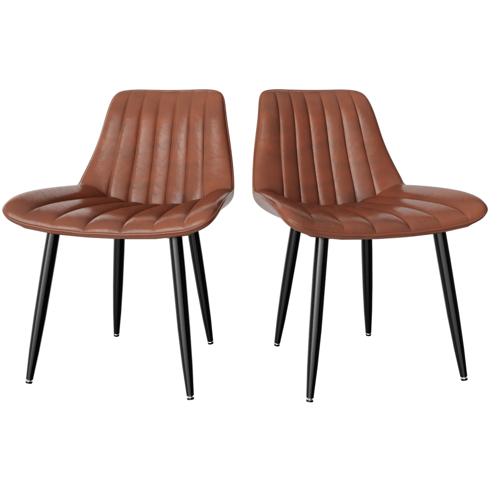 Scandinavian Dining Chairs Set of 2, Modern High Back Faux Leather Kitchen Chairs, Upholstered Accent Seat for Dining Room Living Room