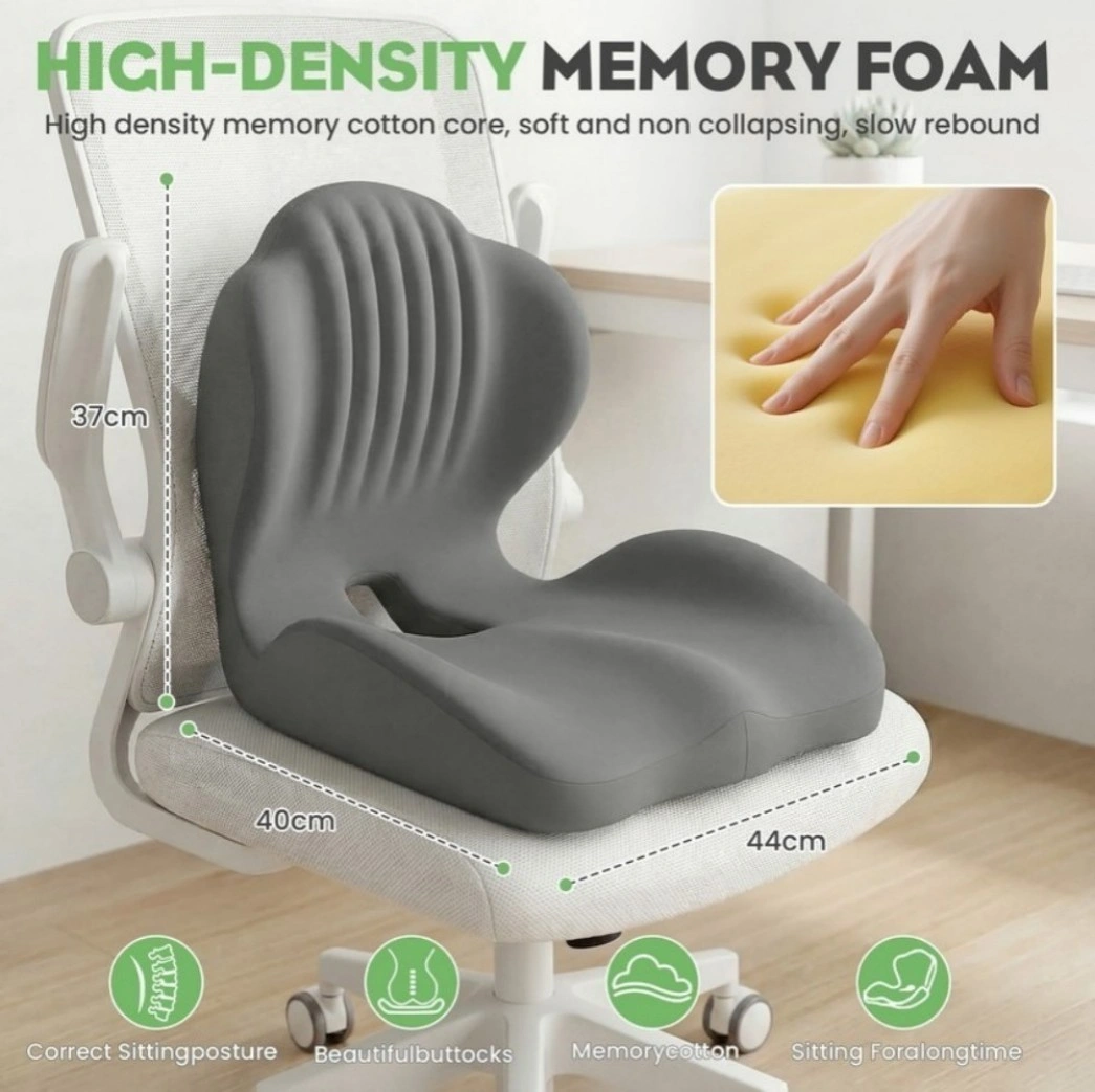 Ergonomic Back and Seat Cushion 2-in-1 with Lumbar Support & Tailbone Pain Relief